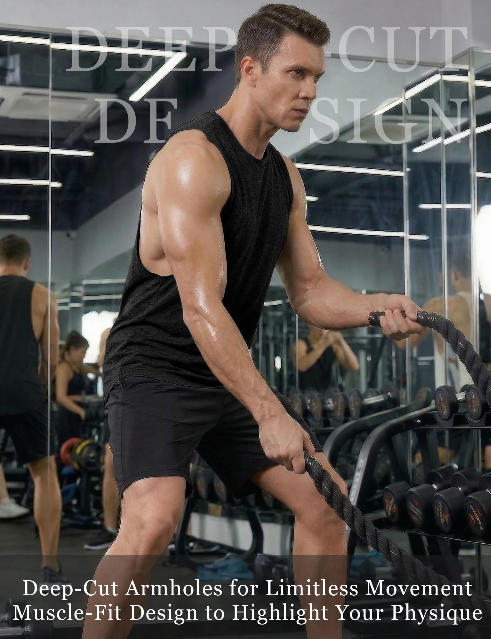 Débardeurs Homme Muscle Tank Top Basique sans Manches T-Shirt pour Gym Fitness S-3XL