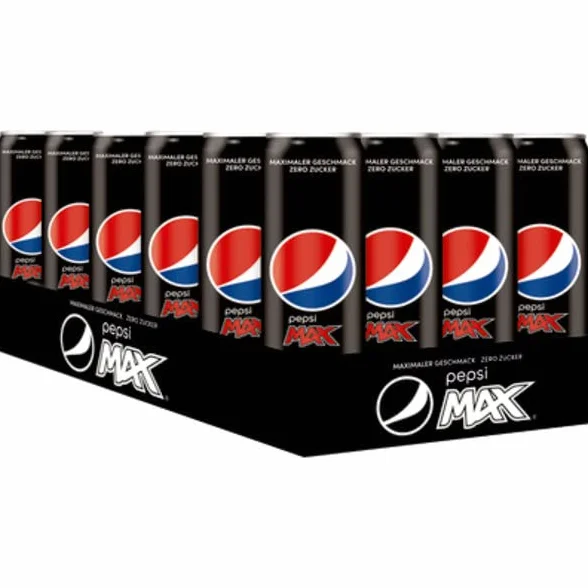 Pepsi Sans Sucre - Boisson Rafraîchissante Cola avec Caféine en Boîte - Sans Calories - 24 x 0,33 l