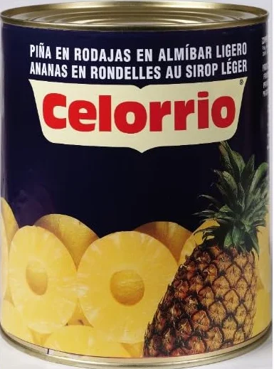 Celorrio Ananas en Rondelles au Sirop Léger, Pack de 3. 3 Boîtes de 420g