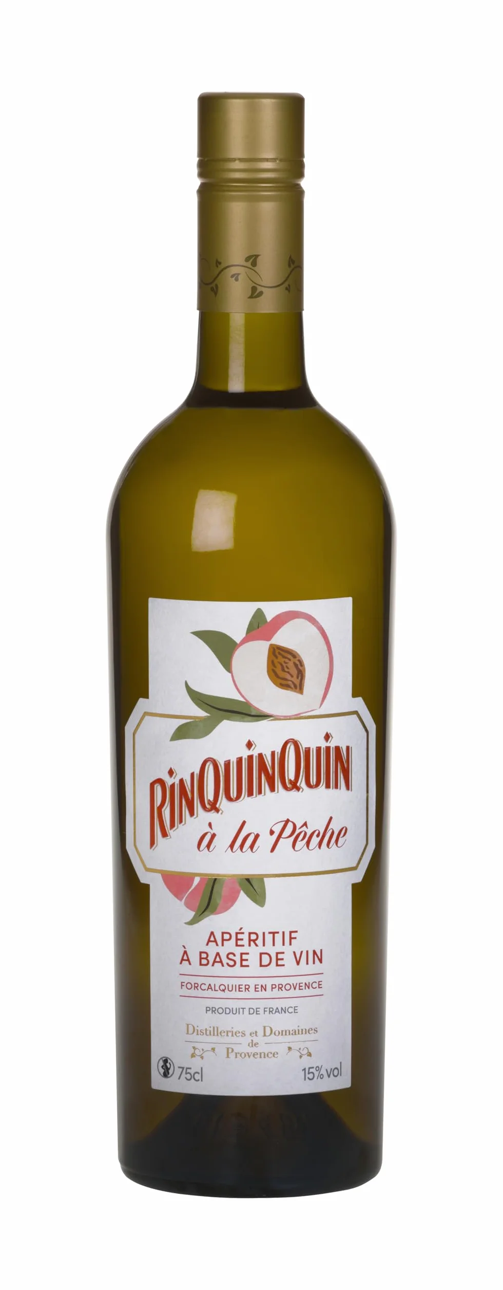 RINQUINQUIN - Distilleries Et Domaines De Provence - Apéritif À Base De Vin - À La Pêche - Produit De France - Bouteille 75 cl