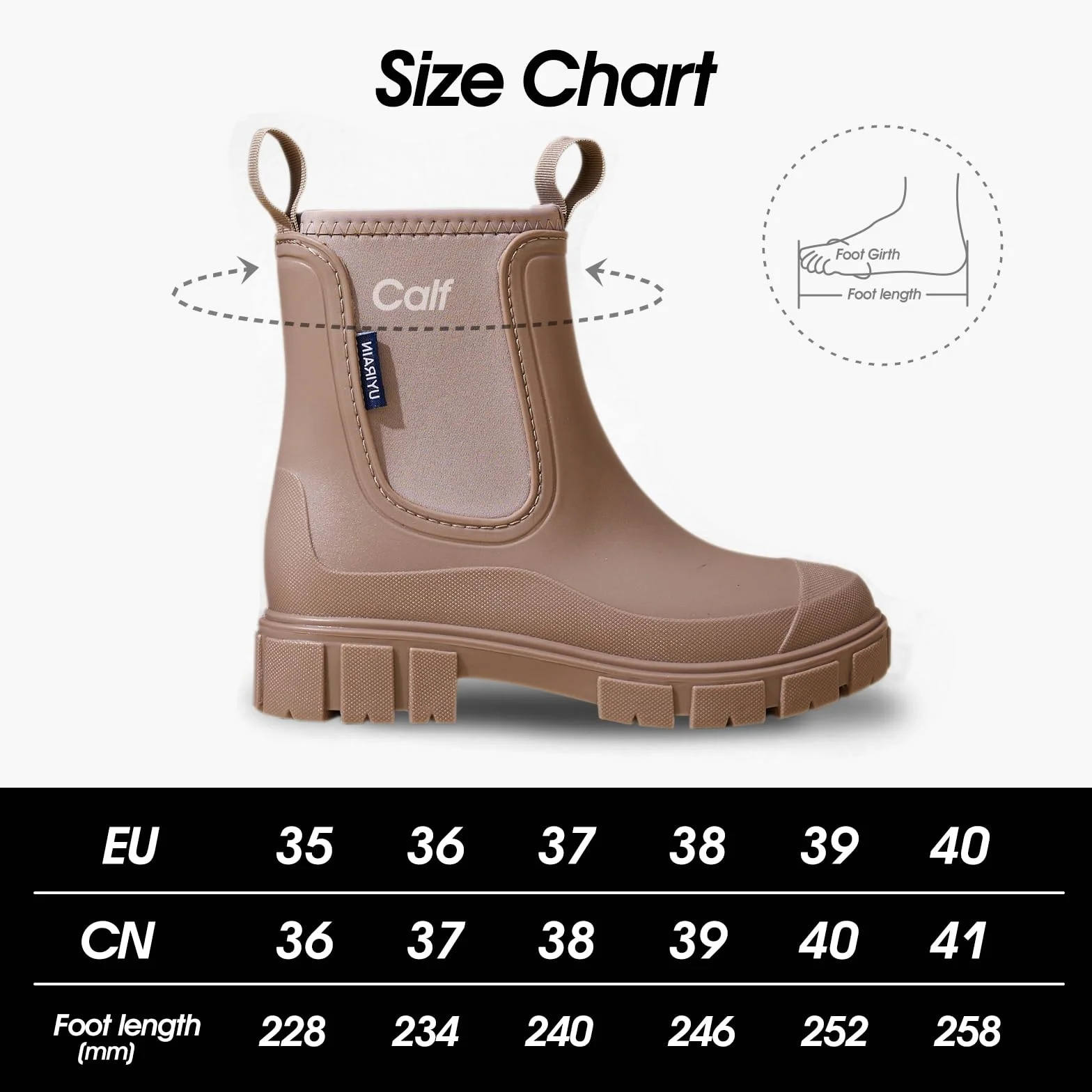 Bottes de Pluie Femmes Chelsea étanches Antidérapantes Jardin Travail 35-40 EU