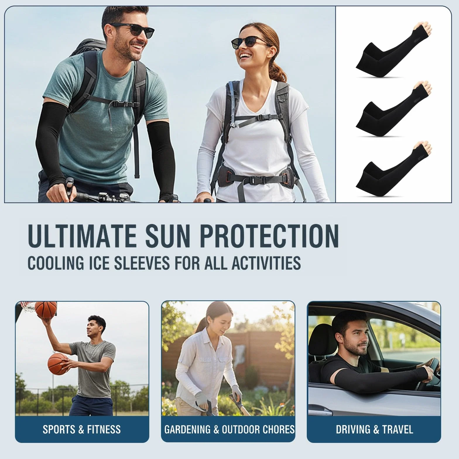 Manchette Bras Anti UV Protection, Manches Tatouage pour Volley-ball Cyclisme Basketball, Manchon Bras Homme & Femme 3 Paires