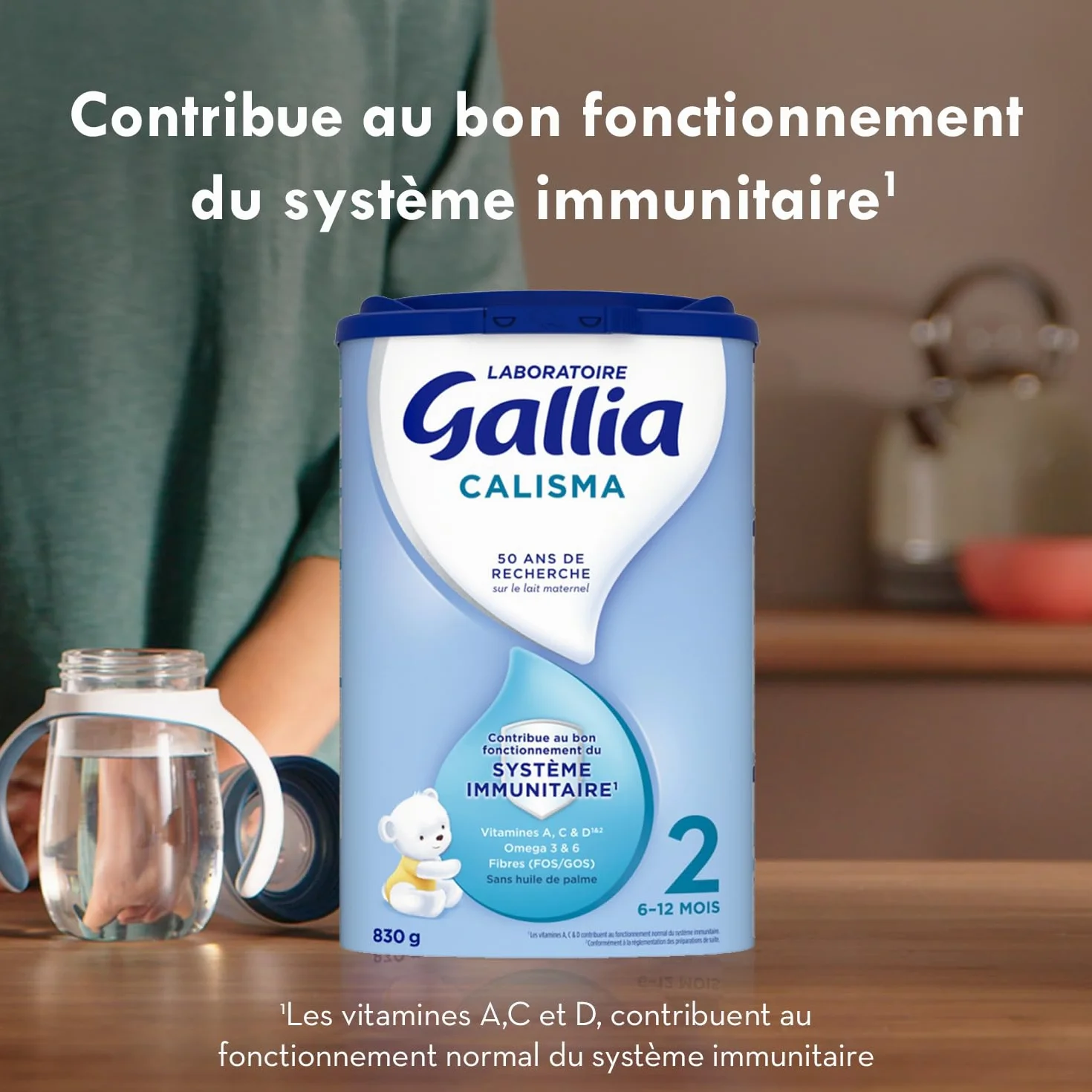 Laboratoire Gallia - Calisma 2ème âge - Lait en Poudre pour Bébé - Enrichi en Vitamines A, C & D - Sans Huile de Palme - 6 à 12 mois - 72 Biberons - Lot de 3x830g