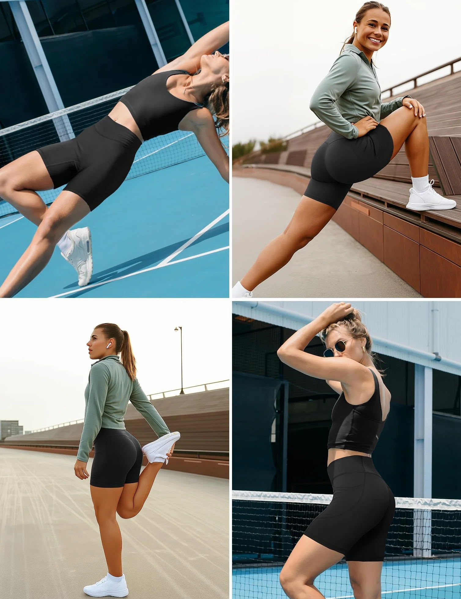 Yogaration Short de Sport Femme Taille Haute avec Poches, Legging Court Push up sans Couture Anti Frottement Opaque Pilates Fitness Gym