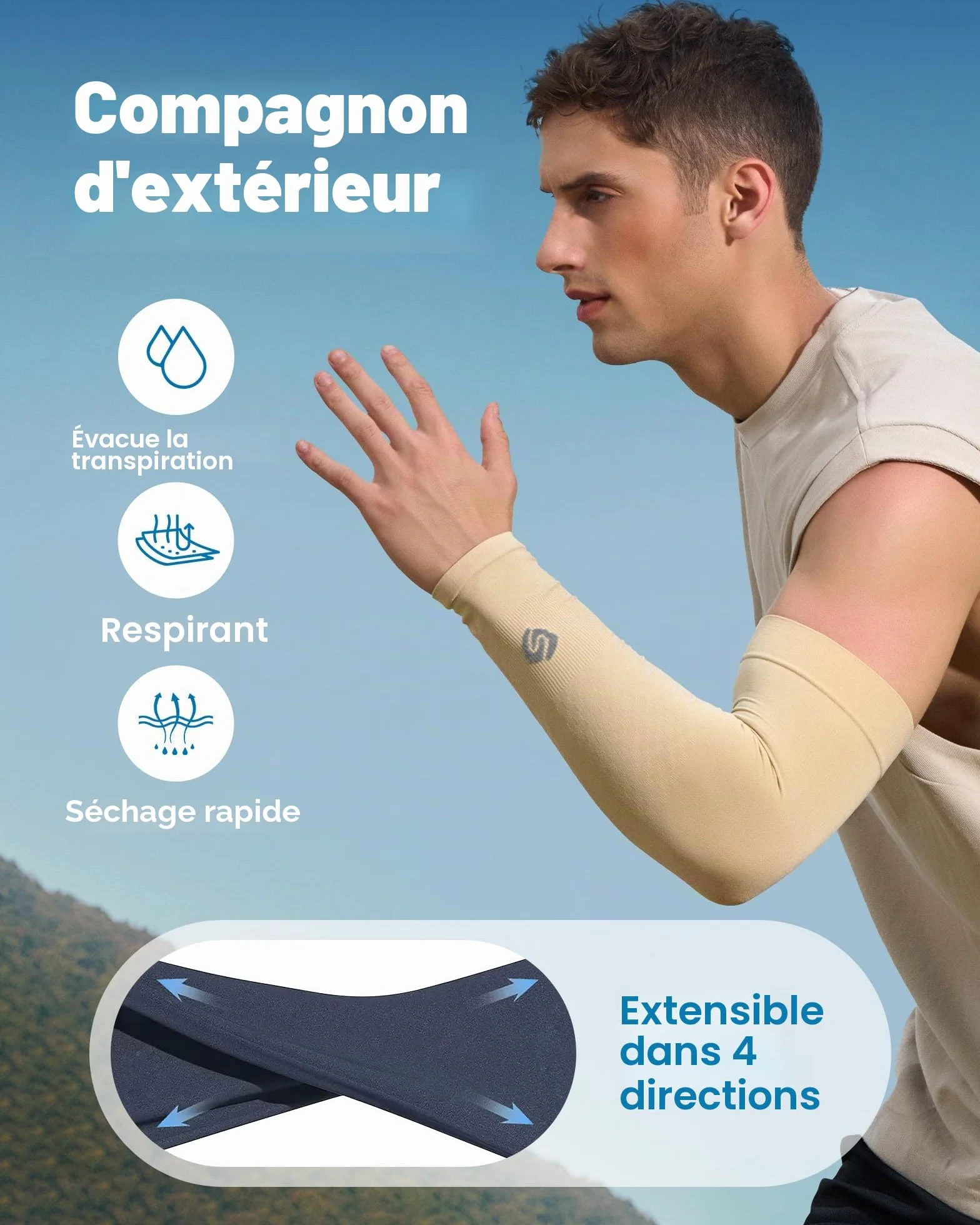 Manchette Bras Anti UV UPF 50 Protection Tatouage Manchon Sport Compression 1 Paire