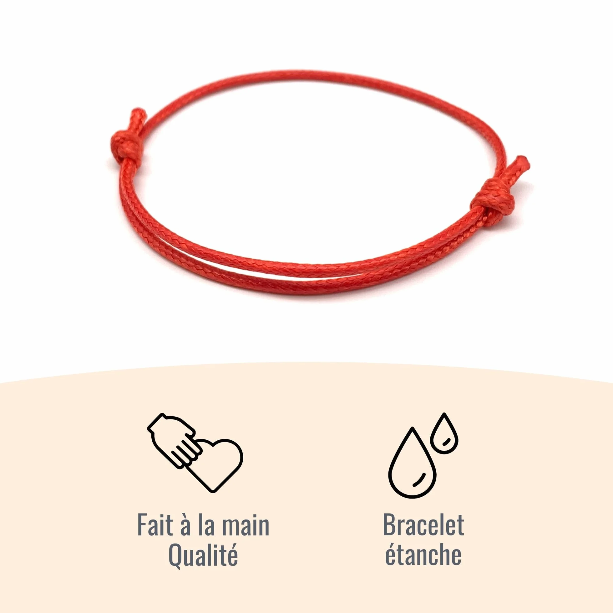 Bracelet simple et subtil fait main en coton ciré | Bracelet d'amitié cadeau | 2 Pièces