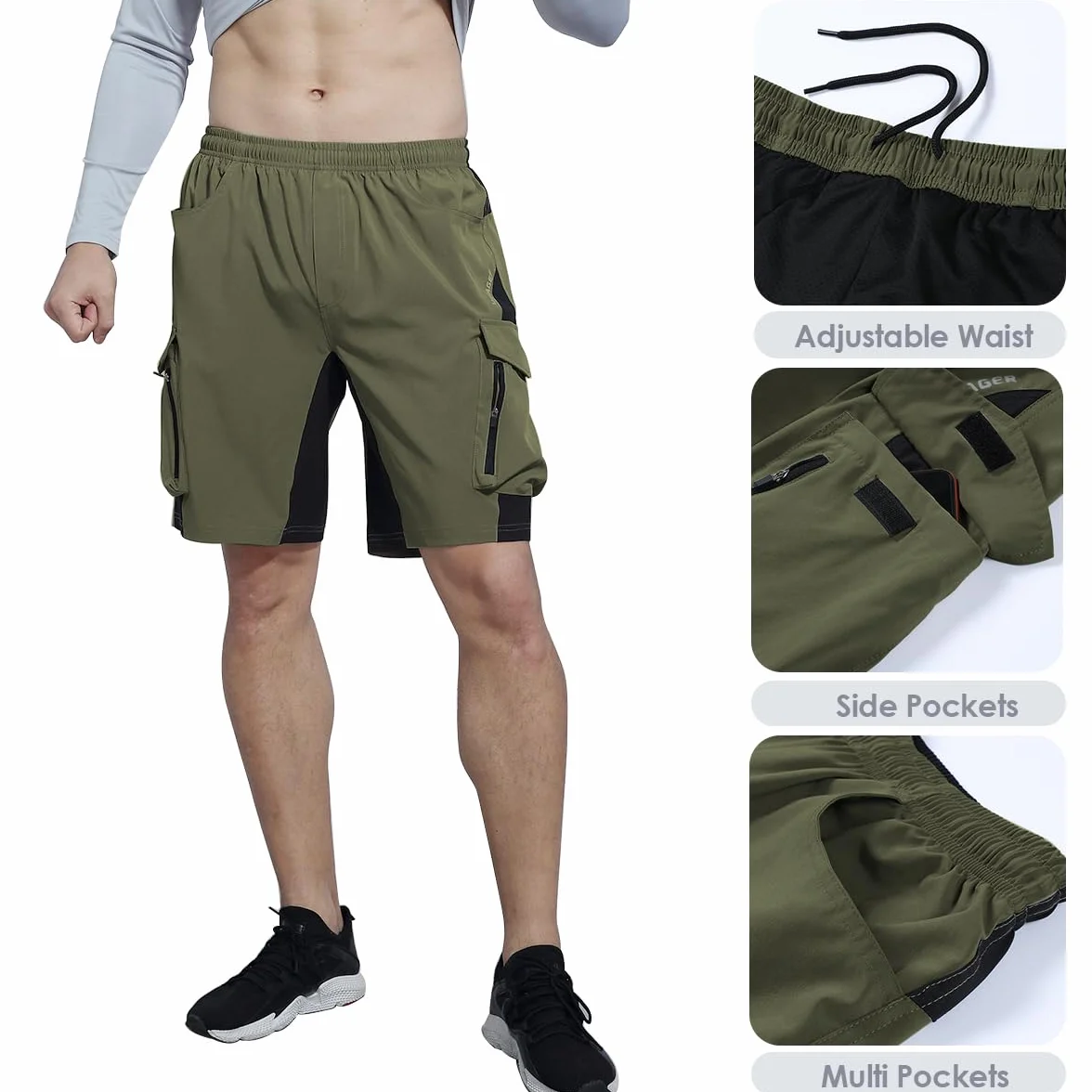 VAYAGER Short Cargo de Randonnée pour Homme, Léger et à Séchage Rapide avec Poches pour Pêche et Camping