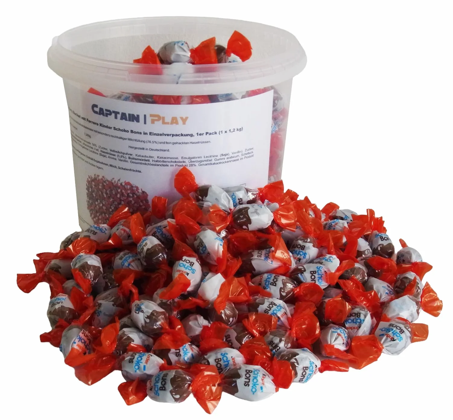 Party Bucket avec Kinder Schoko Bons dans emballage individuel 1,2kg