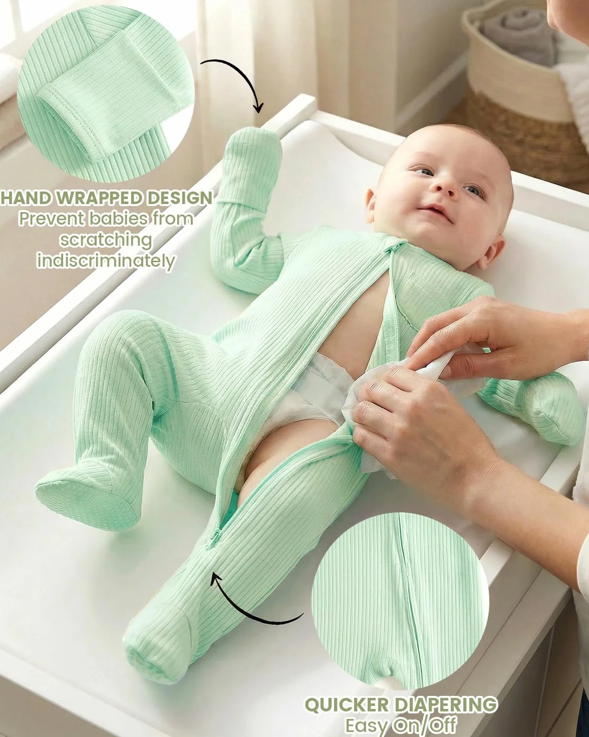 Pyjama Bébé Fille Garçon 100% Coton Combinaison avec Pieds 0-12 Mois 2PCS
