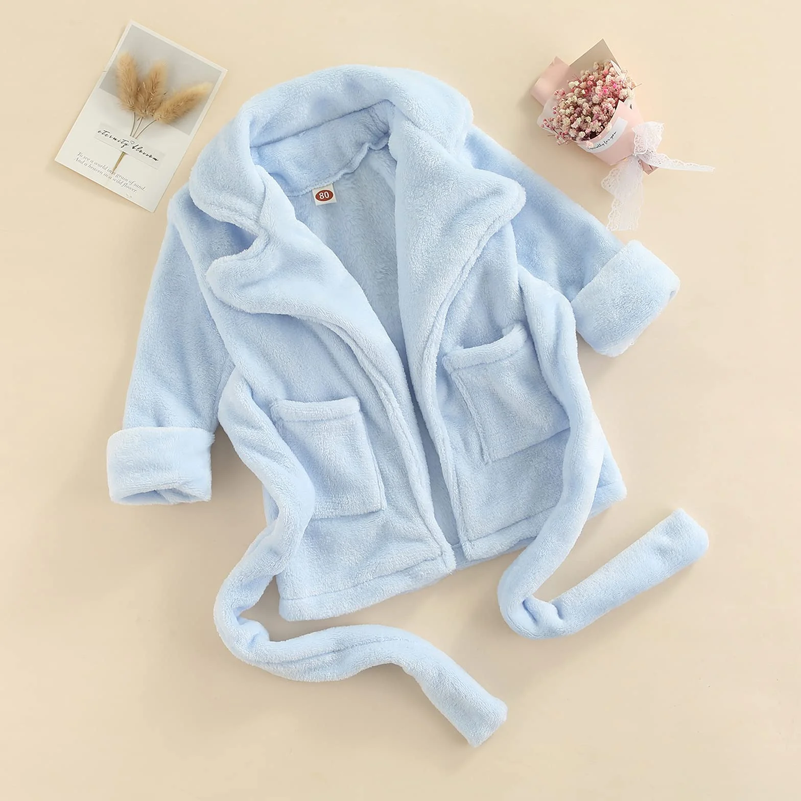 Carolilly Peignoir de Chambre Polaire Enfant Bébé Robe de Chambre Doux Chaud avec Ceinture 12 Mois à 6 Ans
