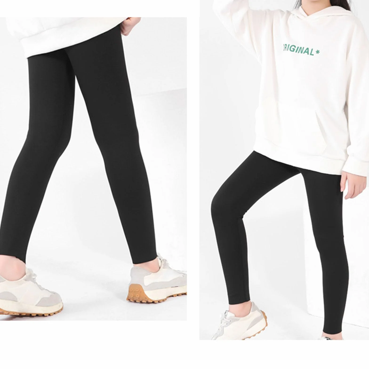 Collants douillets enfant unisexe pantalon sport doux legging élastique opaque respirant couleur unie