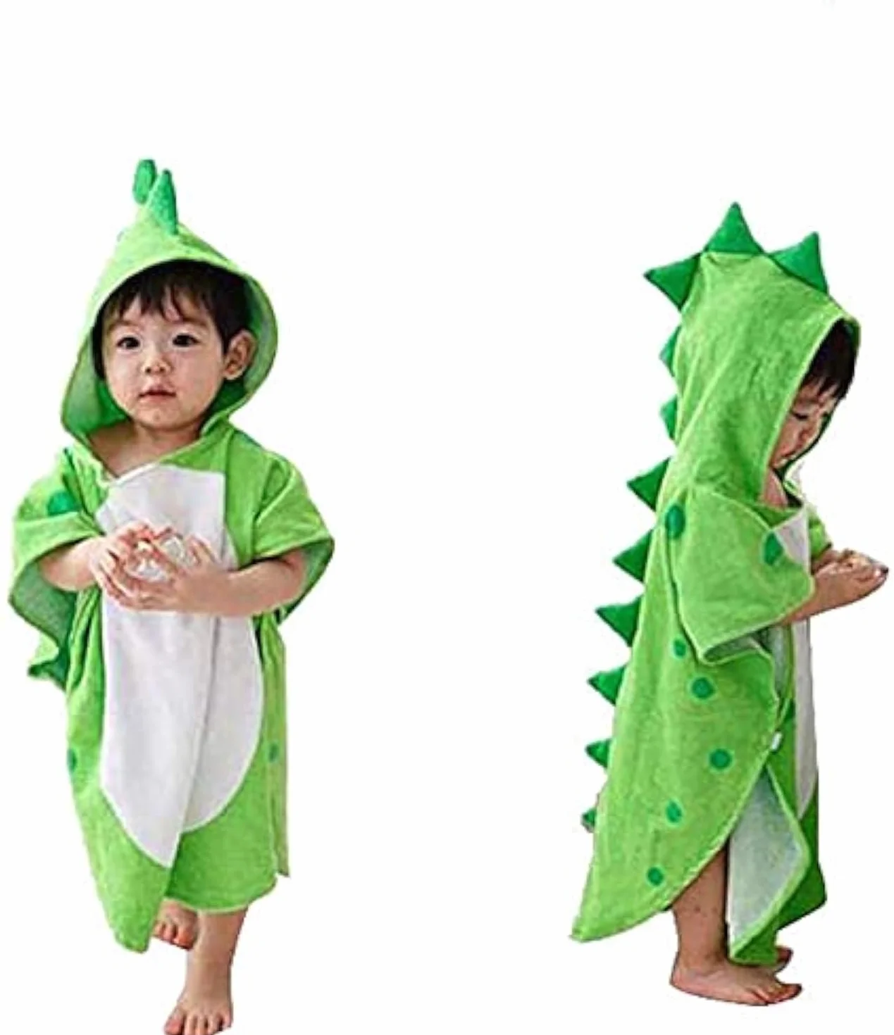 Peignoir à Capuche Bébé Verve Jelly 0-4 Ans Coton Motif Dinosaure Vert