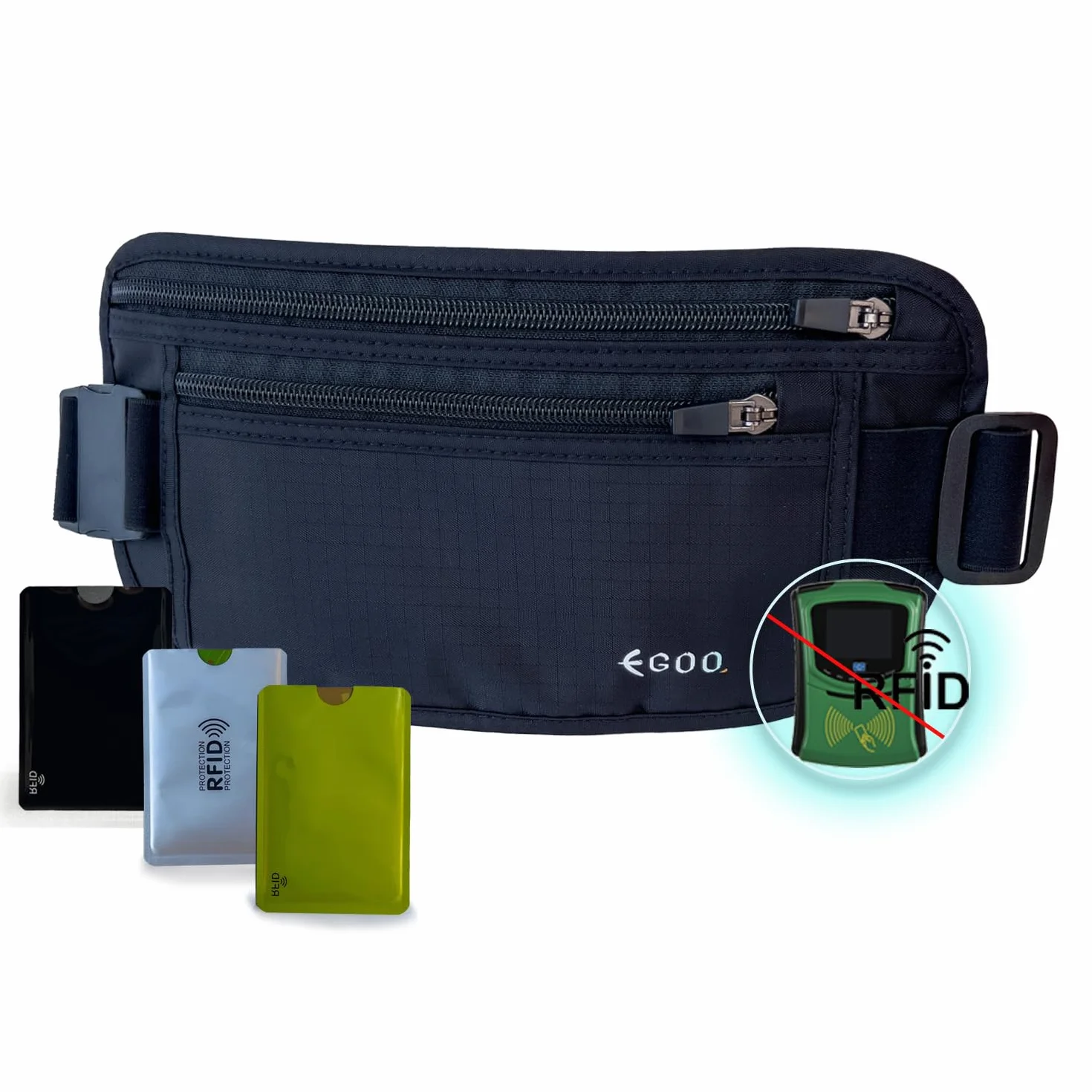 Ceinture de Voyage RFID EGOO Ultra-Légère Antivol avec Sangle Élastique Ajustable