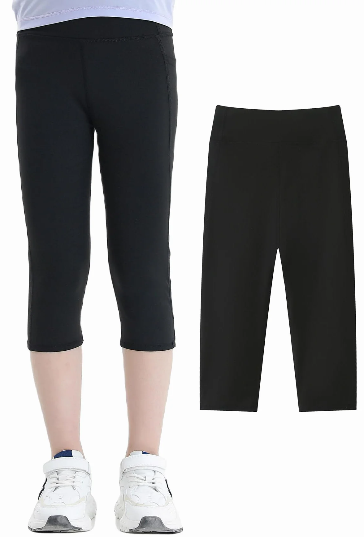 SEAUR Pantacourt Legging Sport Fille 4-12 Ans Leggings Enfant Gym Fitness Yoga 100-150CM