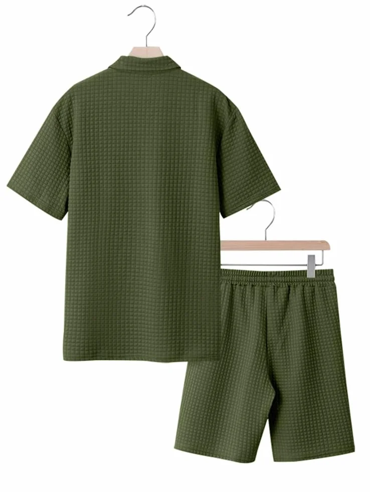 Homme Ensemble Poloshirts Hauts à Manches Courtes Survêtement Jogging T-Shirt Chemisette et Shorts 2 Pièce été Vacance Loisir