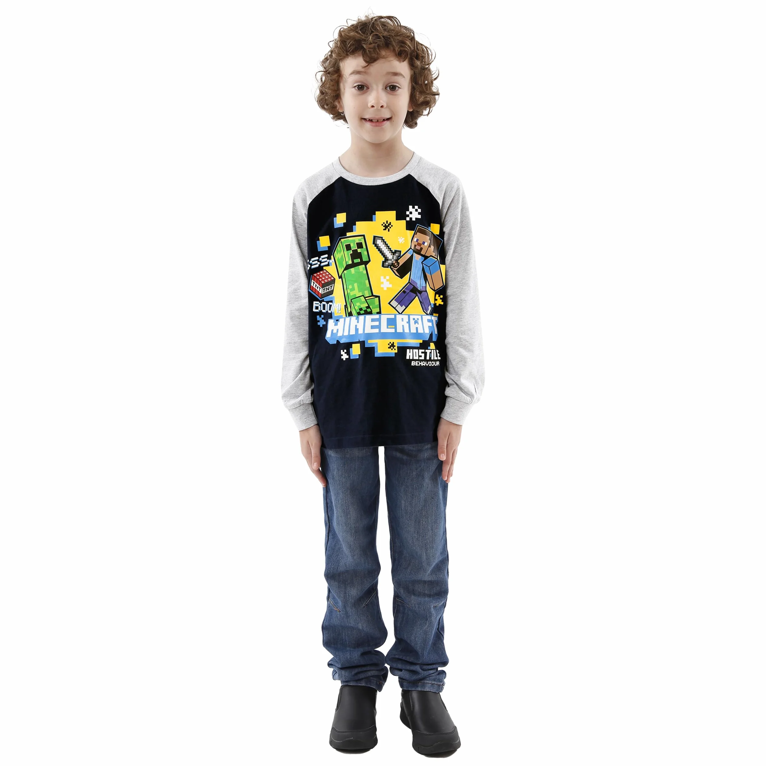 Minecraft T-Shirt à Manches Longues Garçon