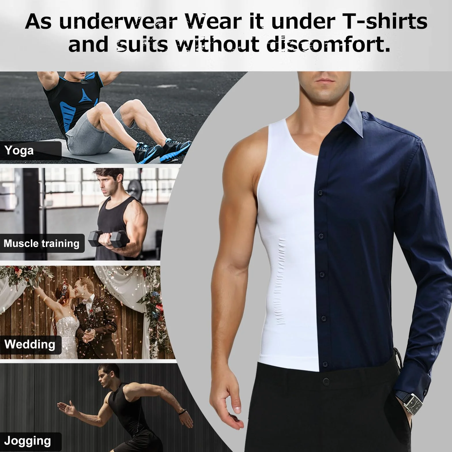 Casey Kevin T-Shirt de Compression Homme - Haut de Compression Respirant & Gainant - Débardeur pour Sport