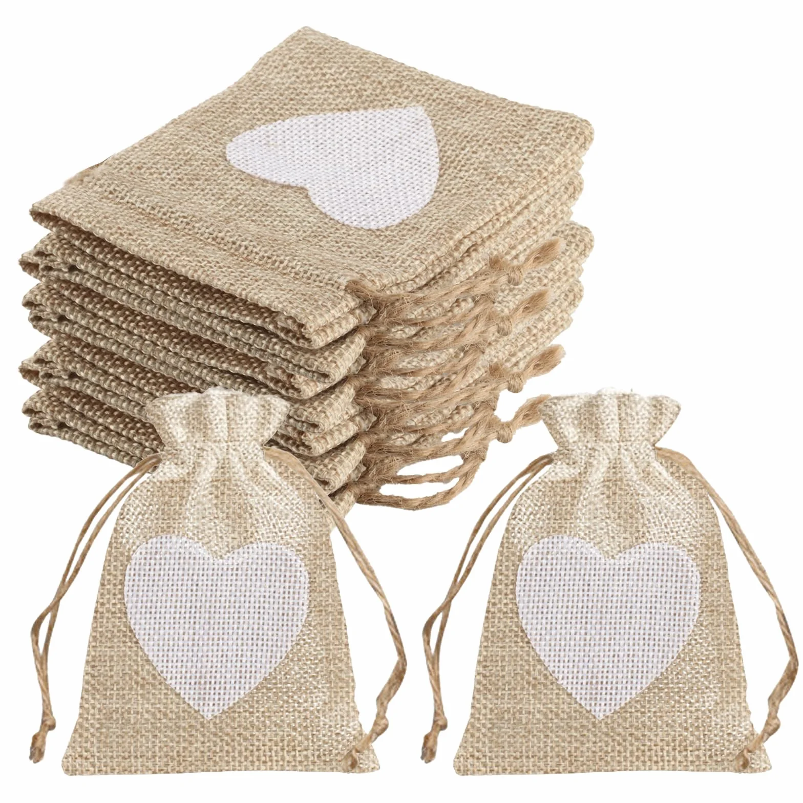 Sacs en Lin 10 x 8 cm, Petits Pochon Tissu, Sachets en Jute, Sac Jute Dragees, Sacs Cadeaux pour Bijoux Anniversaire Mariage Fête