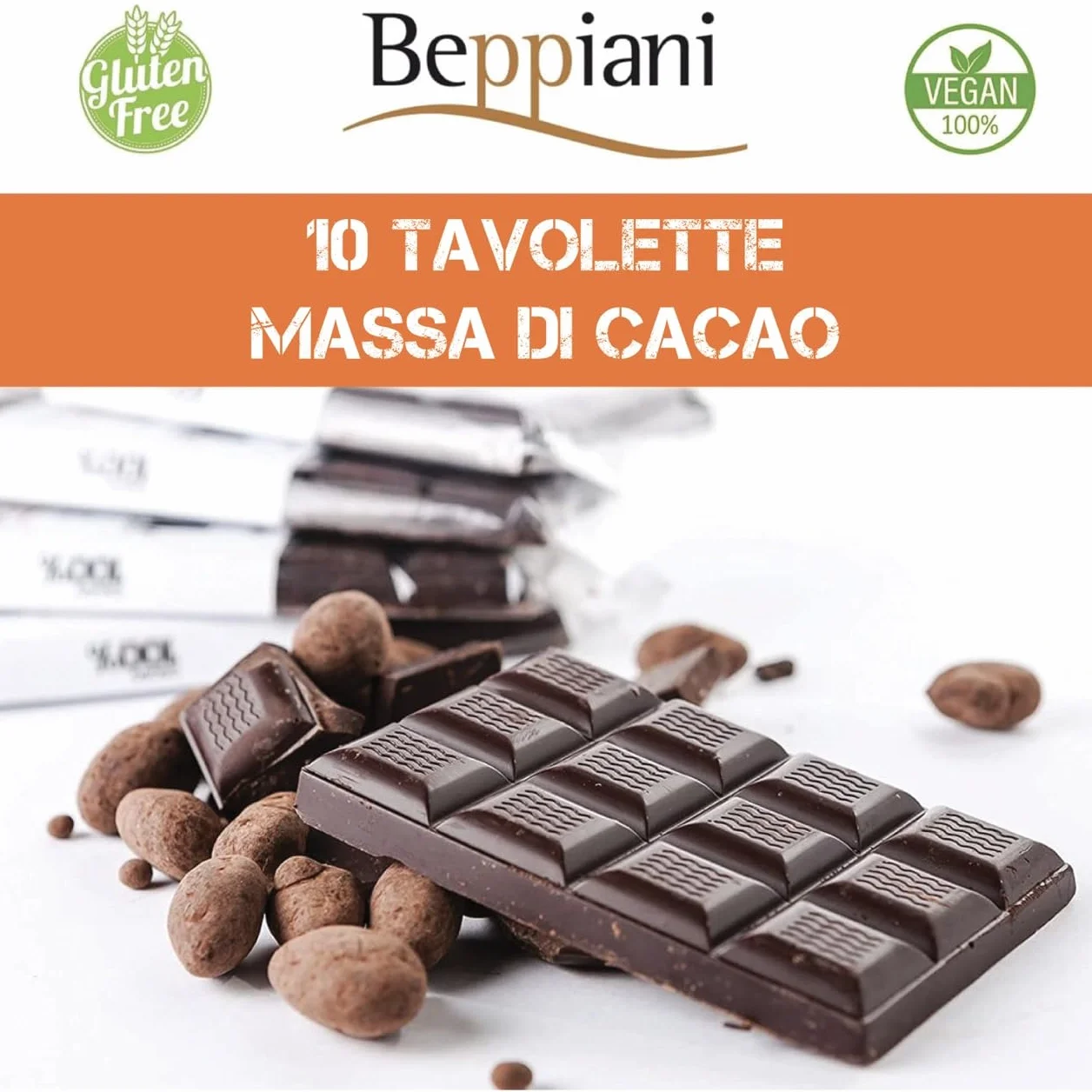 Beppiani 100% Pâte de Cacao, Chocolat Artisanal, vegan, sans sucre, riche en antioxydants, pour une alimentation équilibrée - Ensemble Made in Italy (10)
