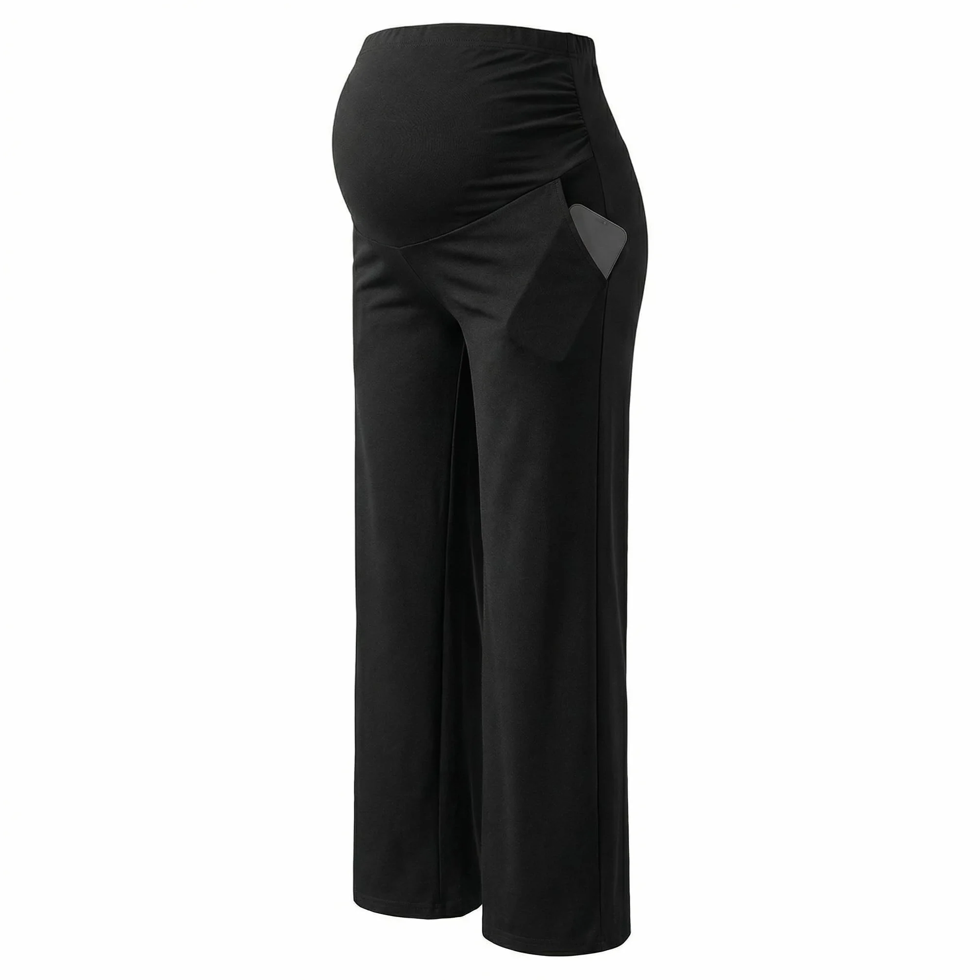 Pantalon de maternité à Jambes Larges pour Femme, Palazzo Doux avec Poches