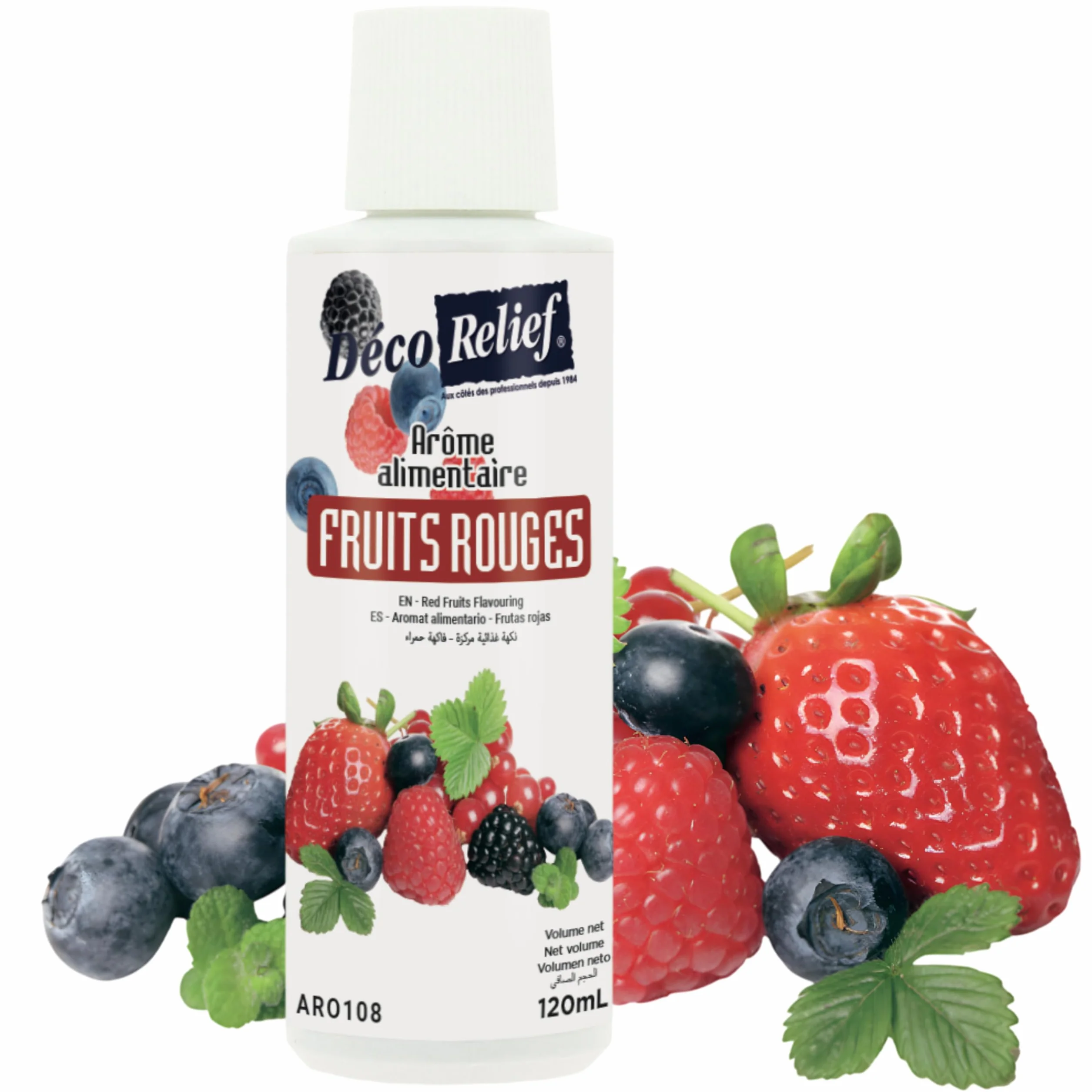 Déco Relief - Arôme Liquide Goût Fruits Rouges 120 ml - Arôme Alimentaire Pâtisserie & Yaourtière - Pour Gâteaux, Pâtisseries, Yaourts - Arôme Concentré - ARO108