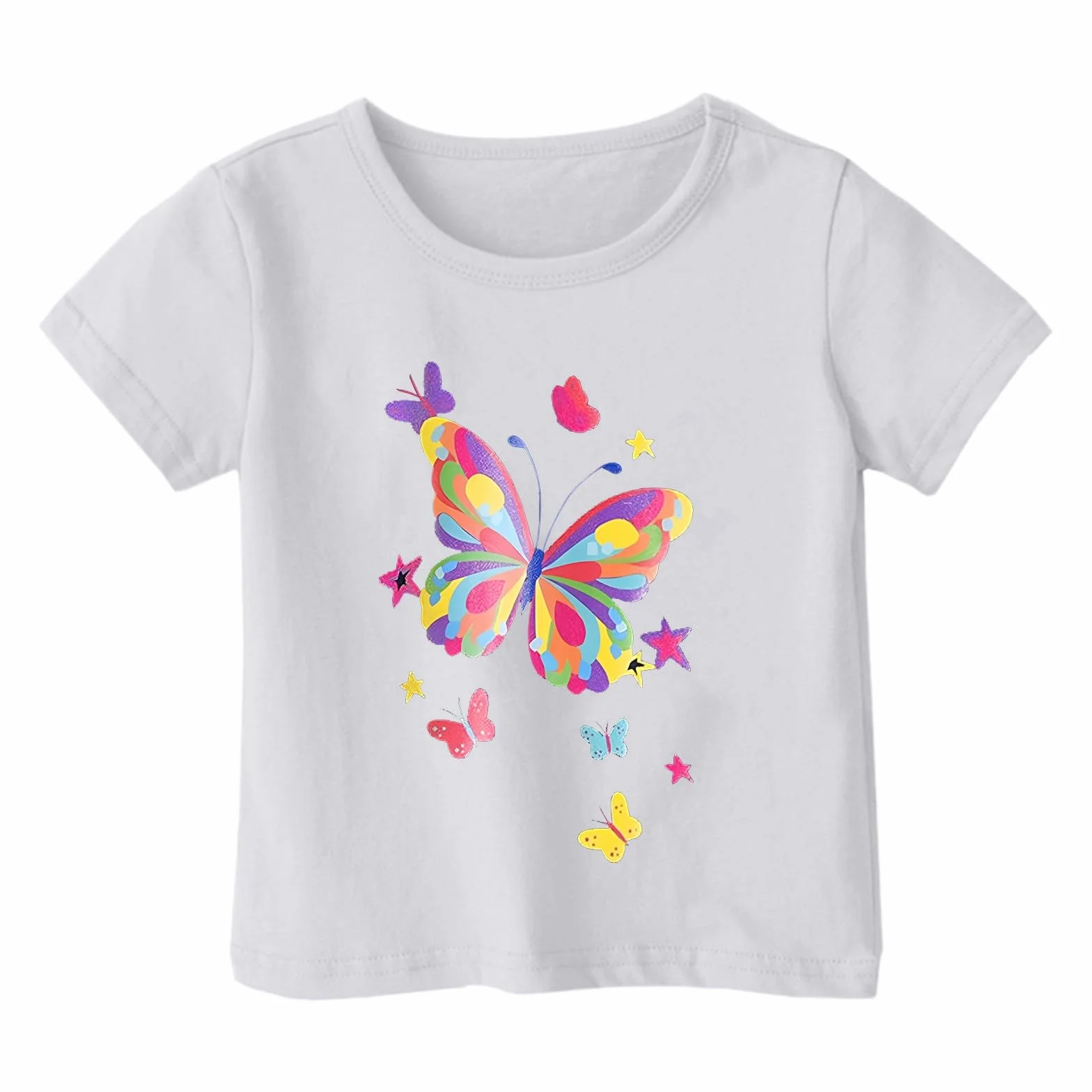 T Shirt Papillon Enfant Fille Manche Courte 1-13 Ans Tee Shirt été Ado Fille Fashion Mignon Tunique Fille Chic Pas Cher Confortable Casual Sport Jogging Chemisier