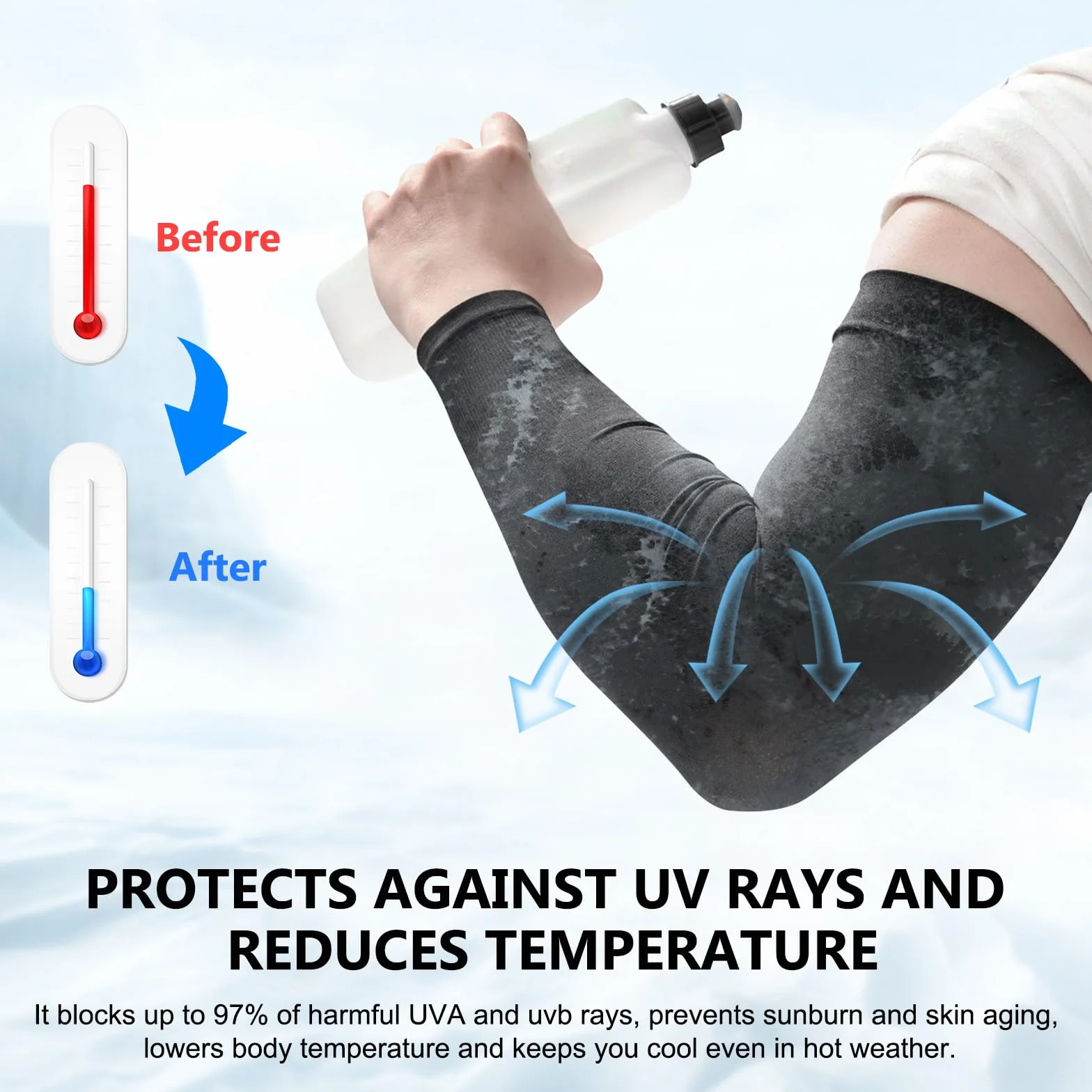Leikedun Manchettes Bras Compression Anti-UV Homme Femme Sport Cyclisme Golf