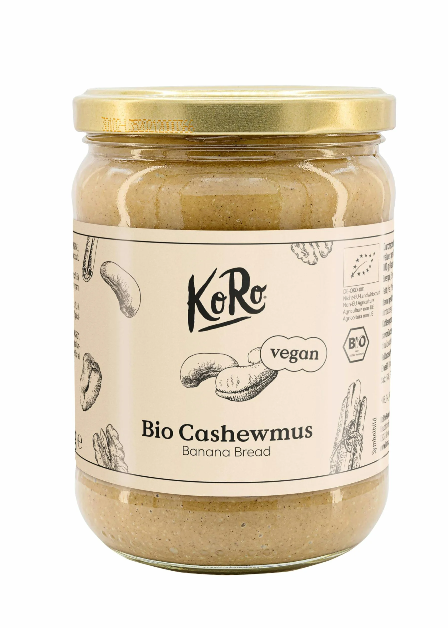 KoRo – Purée de cajou saveur banana bread 500 g – Mélange onctueux de noix de cajou et poudre de banane – Base vegan pour tartines et desserts – Alternative gourmande et originale