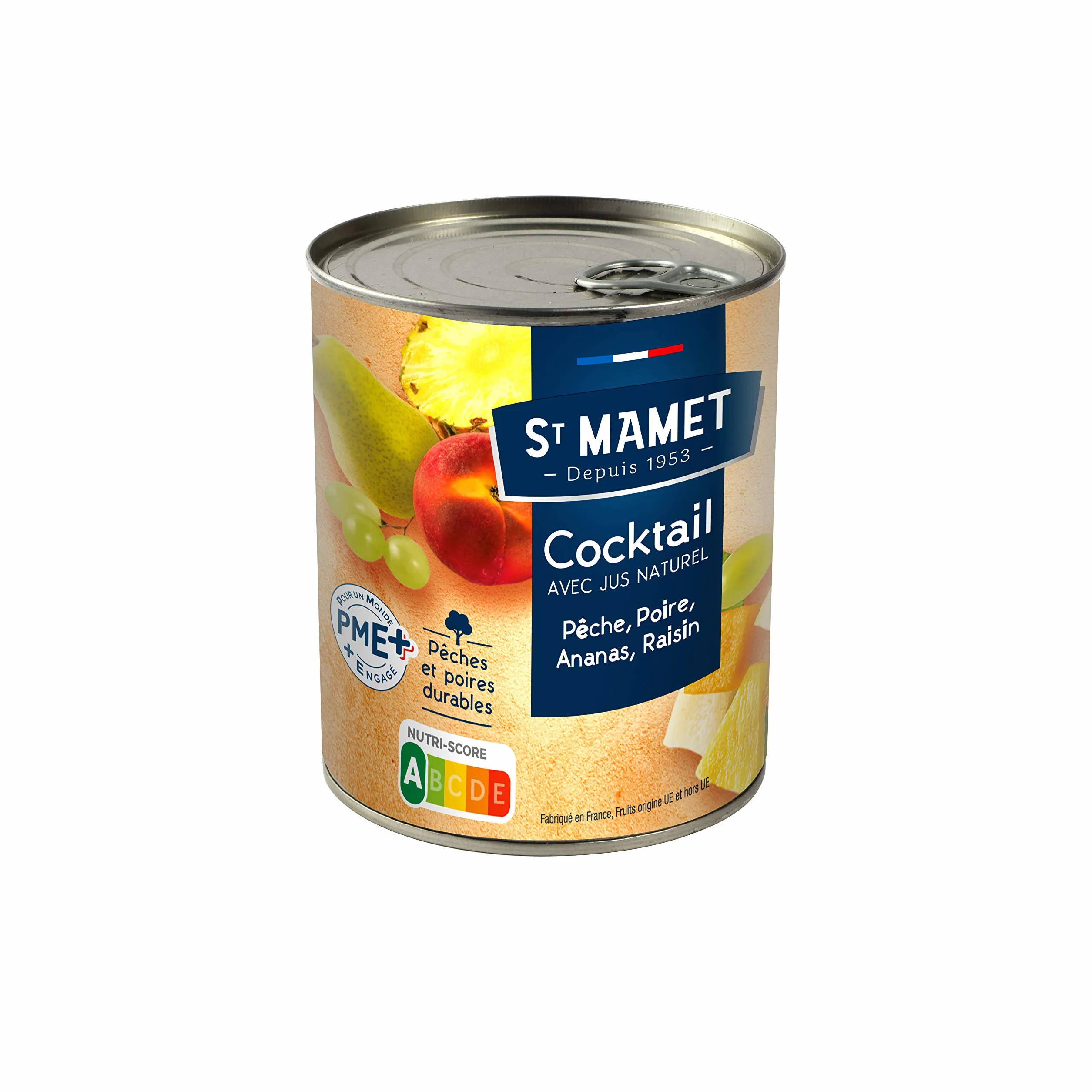 ST MAMET Depuis 1953 Cocktail Pêche, Poire, Ananas, Raisin 850g - Lot de 4