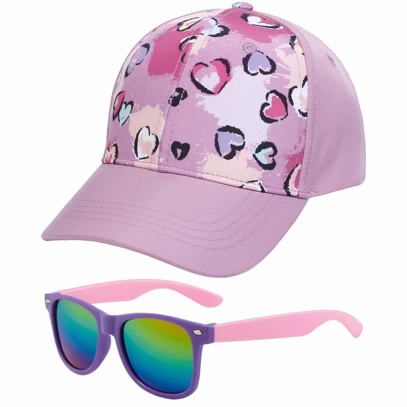 Casquette Lunettes de Soleil Enfants Fille, Chapeau de Soleil Fille Queue de Cheval Doux Confortable, Anti-Soleil Respirant