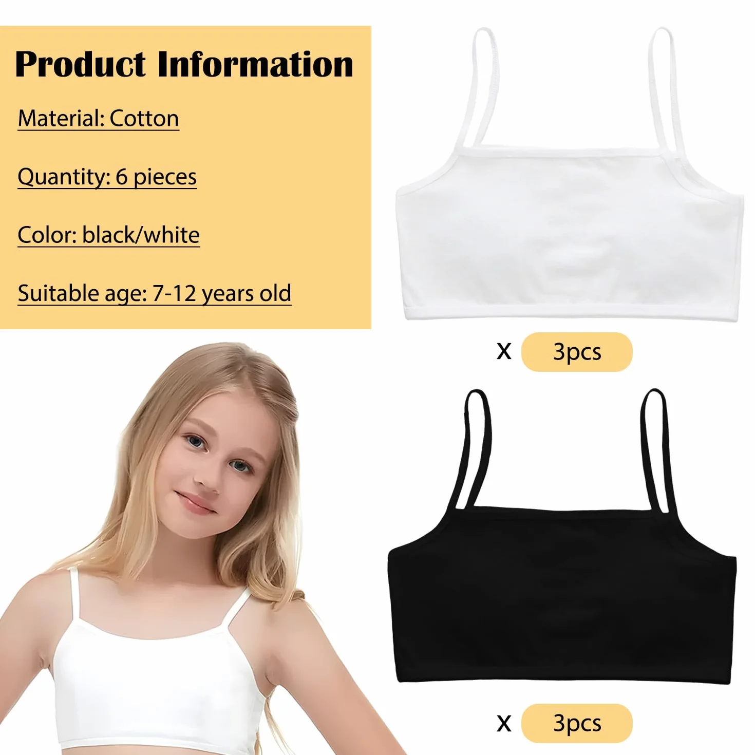 Soutien-Gorge Sportif & Crop Tops en Coton pour Filles 7-16 Ans - Brassière d'Entraînement Confort Respirant