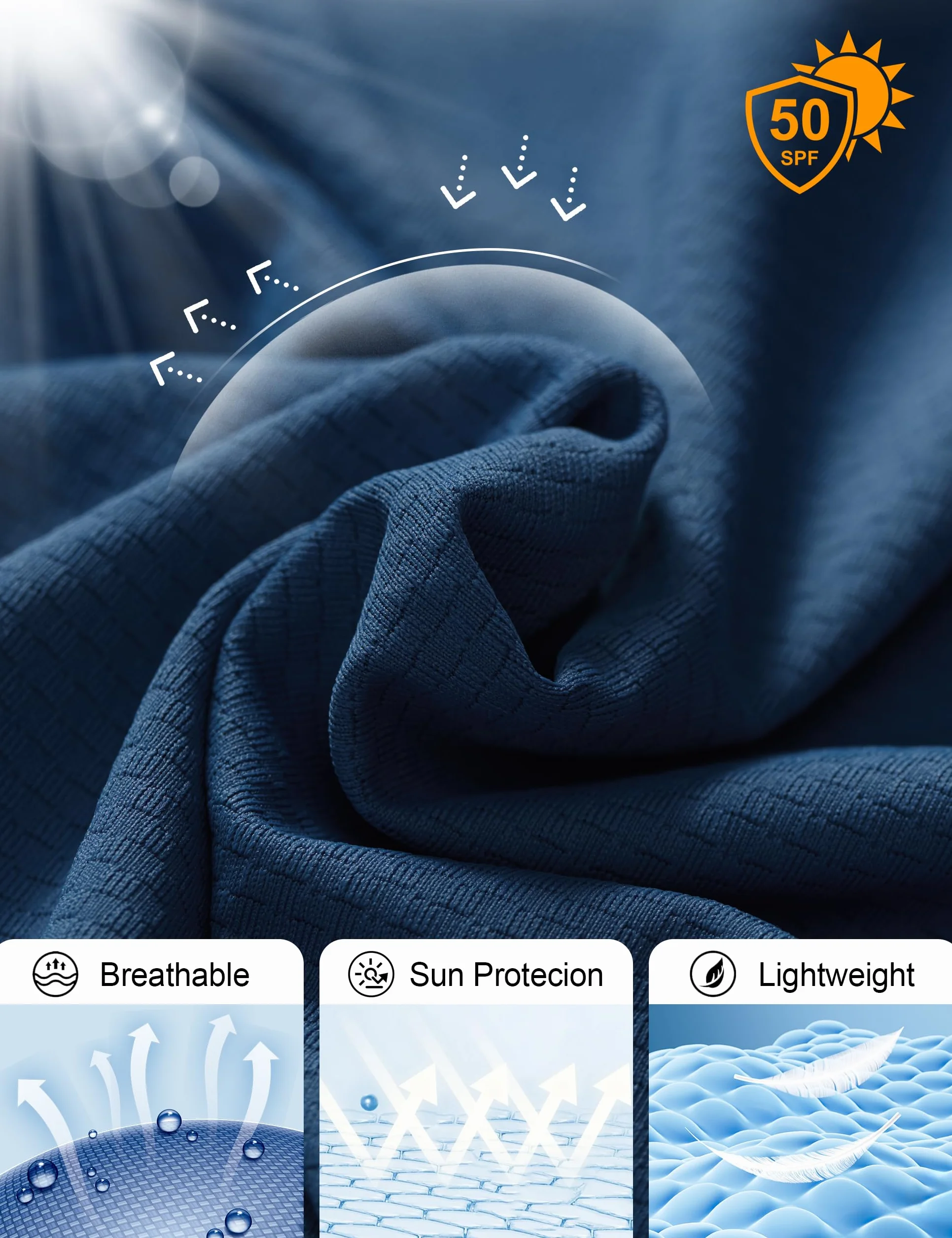 KPSUN Vêtement de protection solaire UPF 50+ à manches longues pour femme T-shirt léger