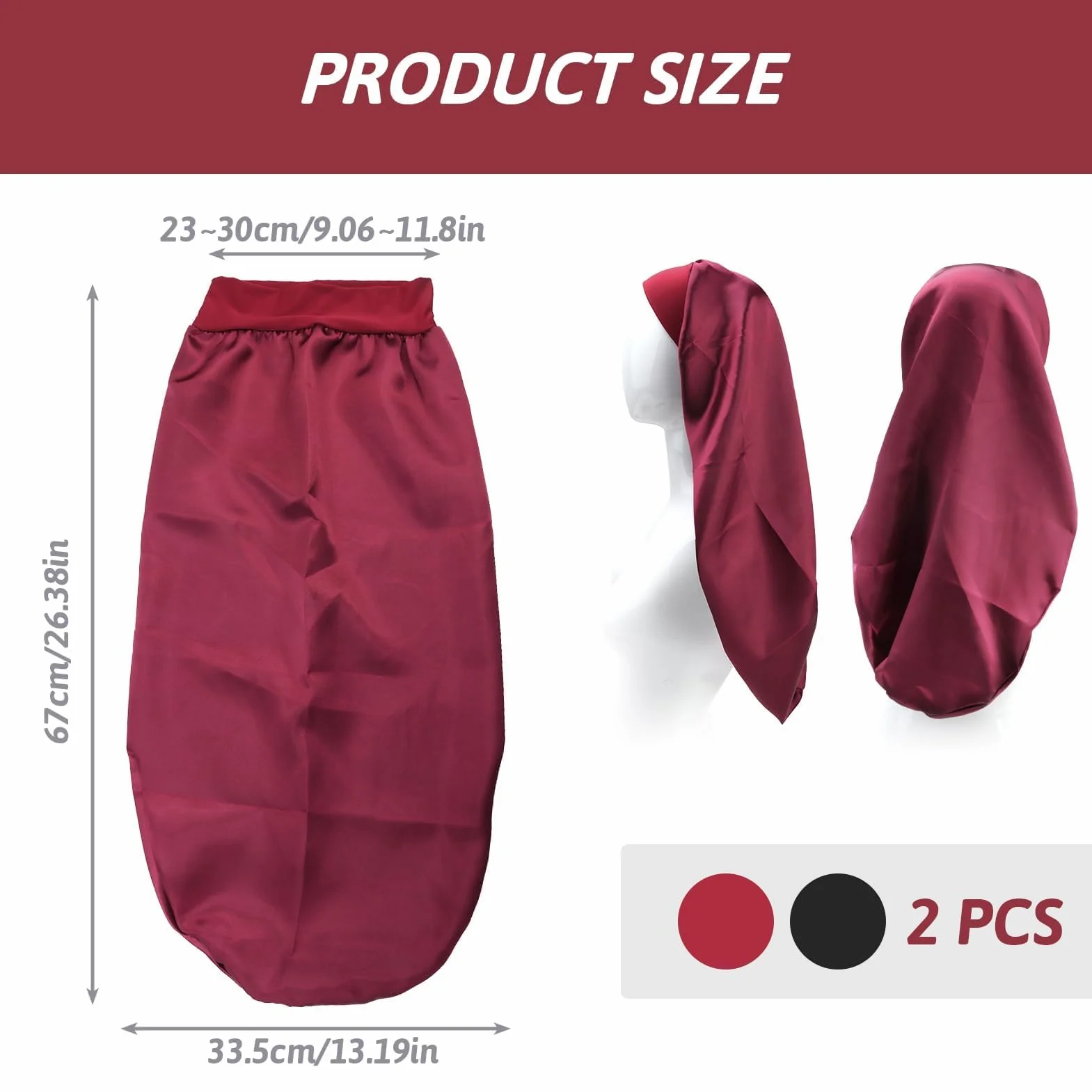 Bonnet Satin Cheveux Long en Soie pour Soins Capillaires