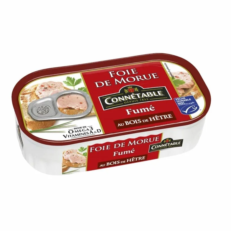 Délice Fumé de la Mer: Foie de Morue Fumé 121g par Connetable - Saveur Unique de l'Atlantique! - Le Lot De 4