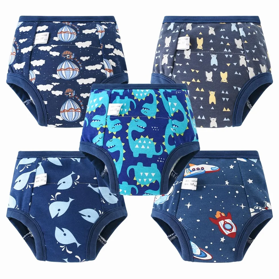 Culotte d'apprentissage lavable pour enfant, 5 pièces, fille et garçon, bébé, bords enveloppés