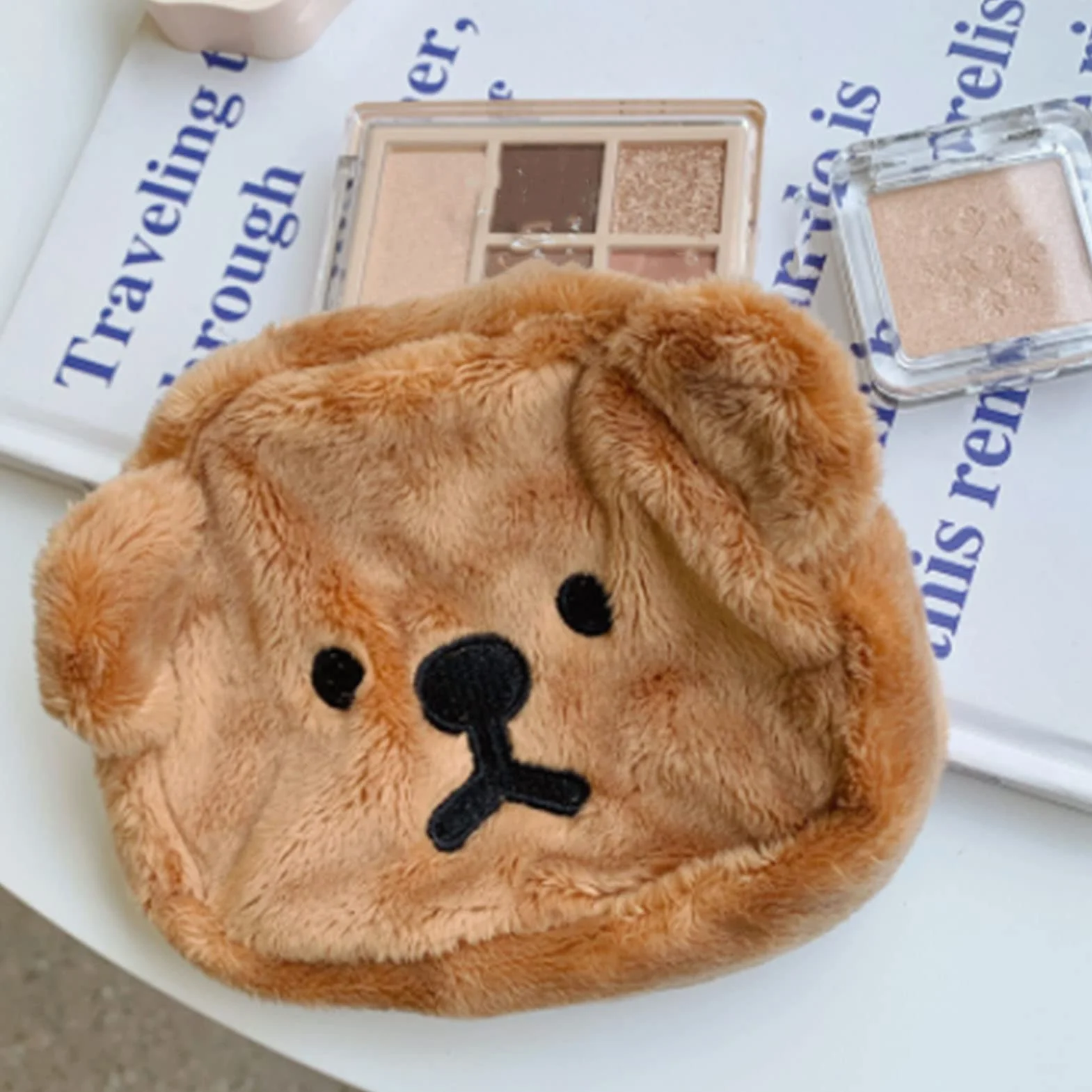 Porte-Monnaie en Forme d'ours Mignon en Peluche pour Enfants (café)