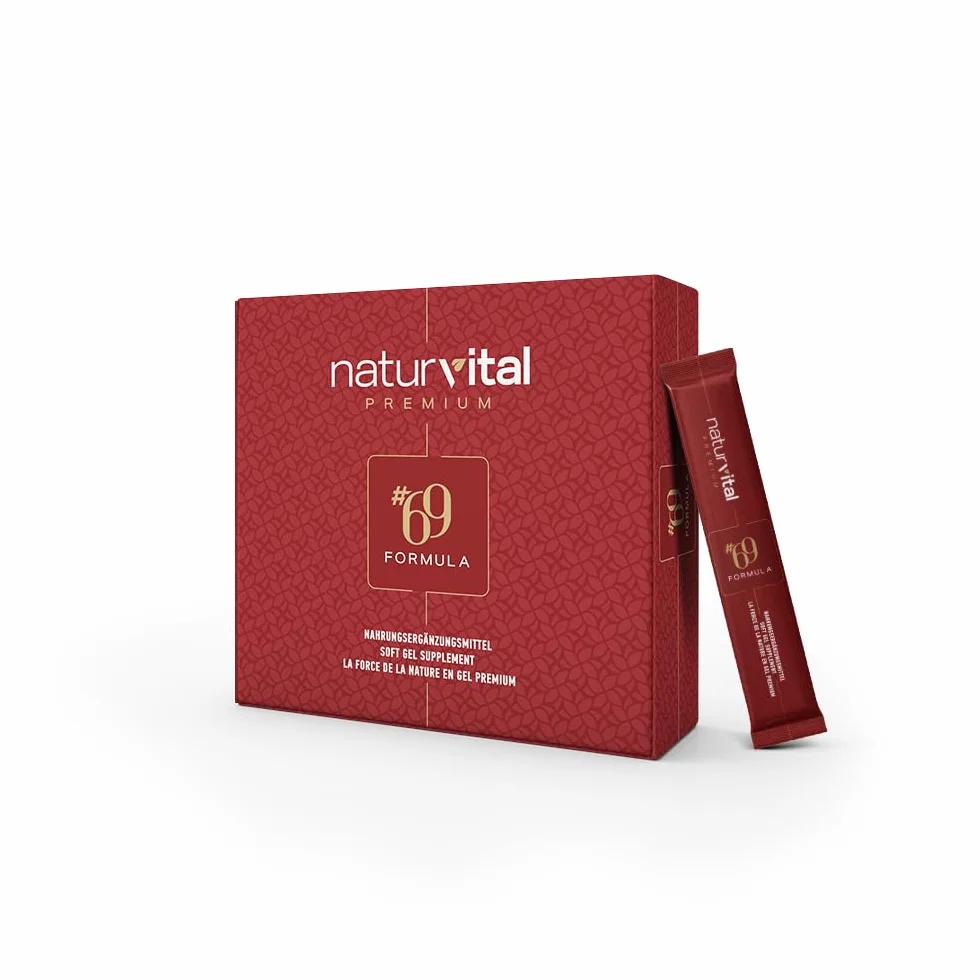 Naturvital Premium 69 Formula, Miel Aphrodisiaque Homme 12x12g Stick, Extra Fort pour Hommes Actifs, Effet Immédiat, Maca, Ginseng-Extrakt & Tribulus Terrestris Gel (1 Pièce)