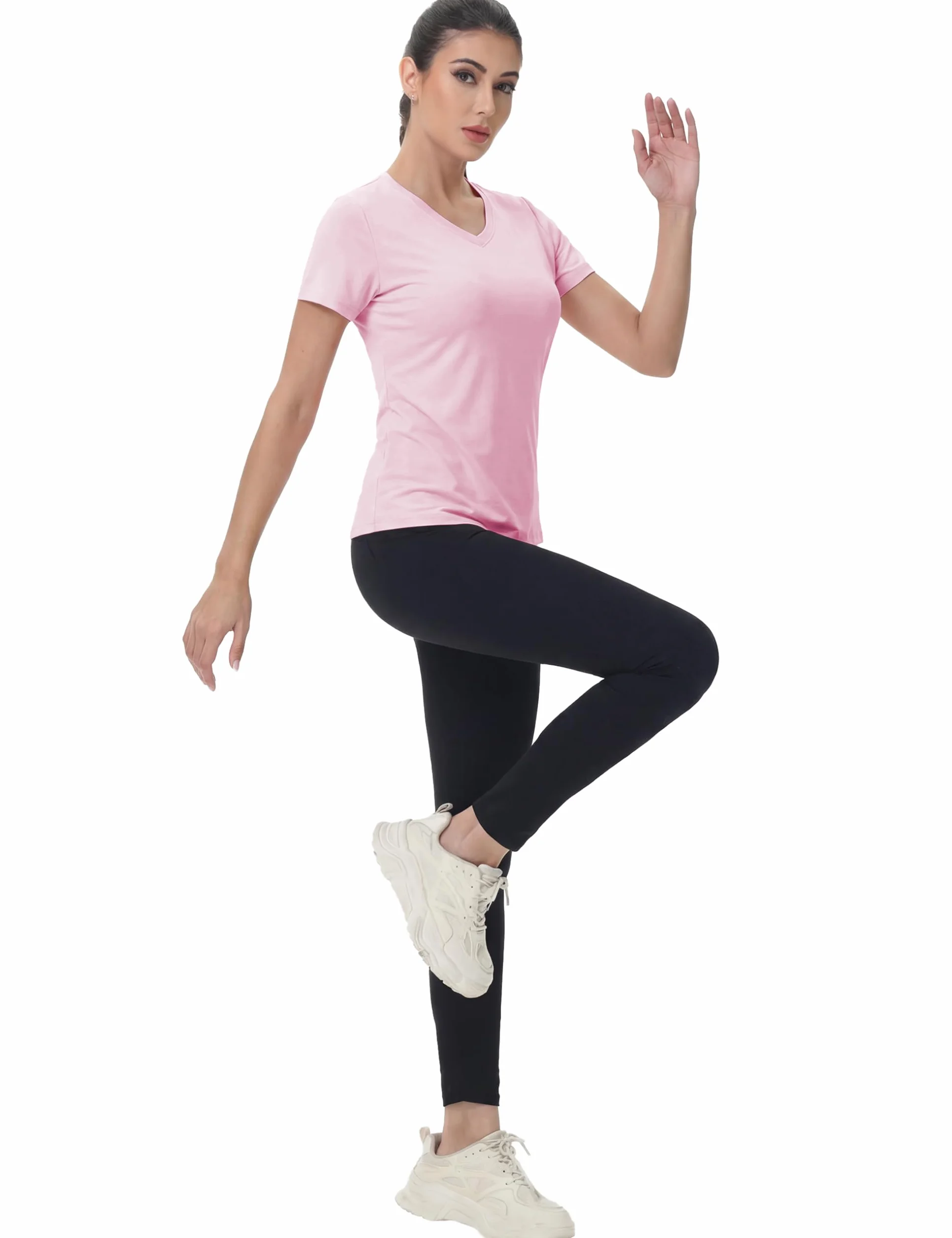 MAGCOMSEN T-Shirt d'été à col en V pour Femmes Protection Solaire Hauts Manches Courtes séchage Rapide Chemises Sport légères