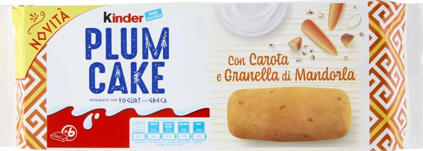 Italian Gourmet Lot de 6 Kinder Plum Cake Carotte & Éclats d’Amande (Préparé avec Yaourt à la Grecque) – Gâteaux Moelleux Individuels pour Petit-Déjeuner & Goûter, Snack Sucré + Italian Gourmet Polpa