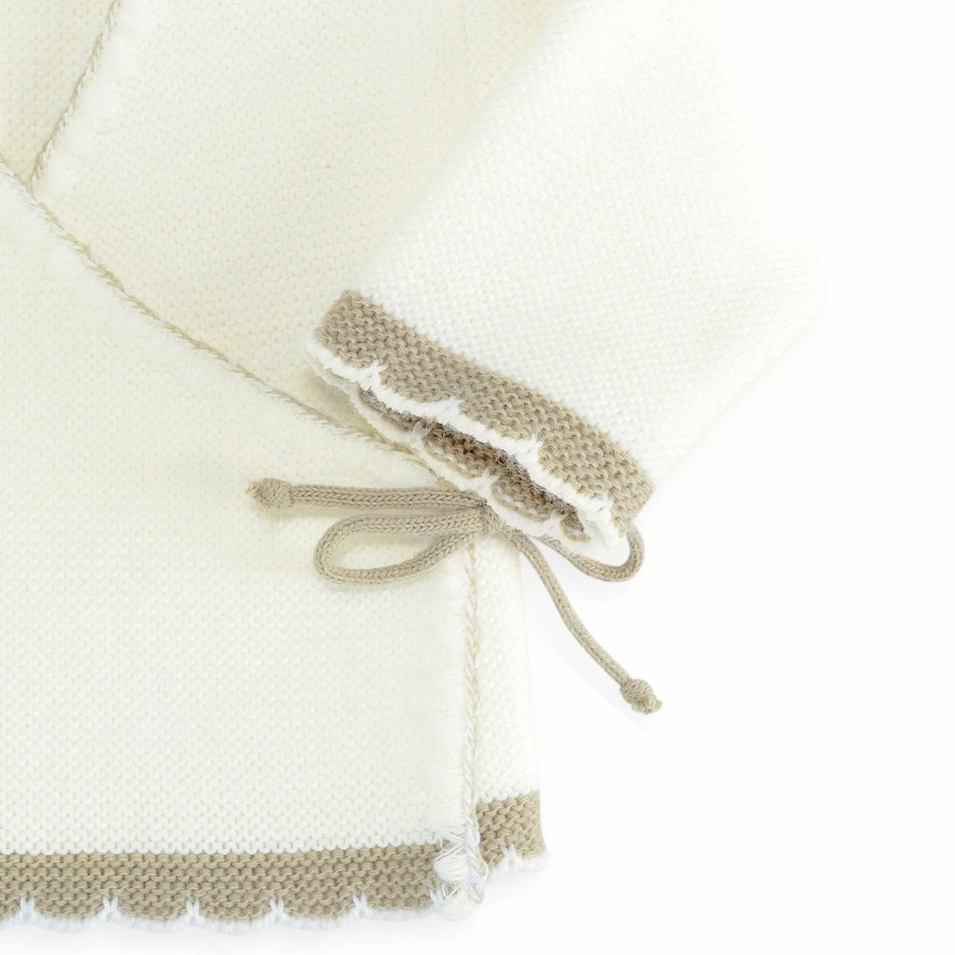 Brassière En Point Mousse Blanche Et Beige Trois Kilos Sept Mixte Bébé 0 M EU