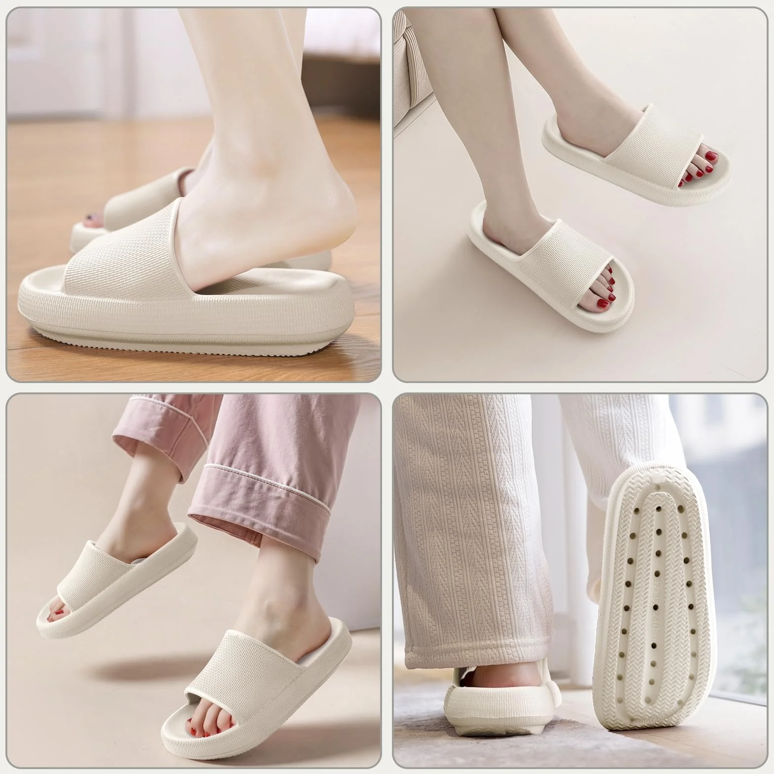 Claquettes Femme Antidérapant Semelle Épaisse Amorti Tongs Sandales Confortable Piscine Plage Maison