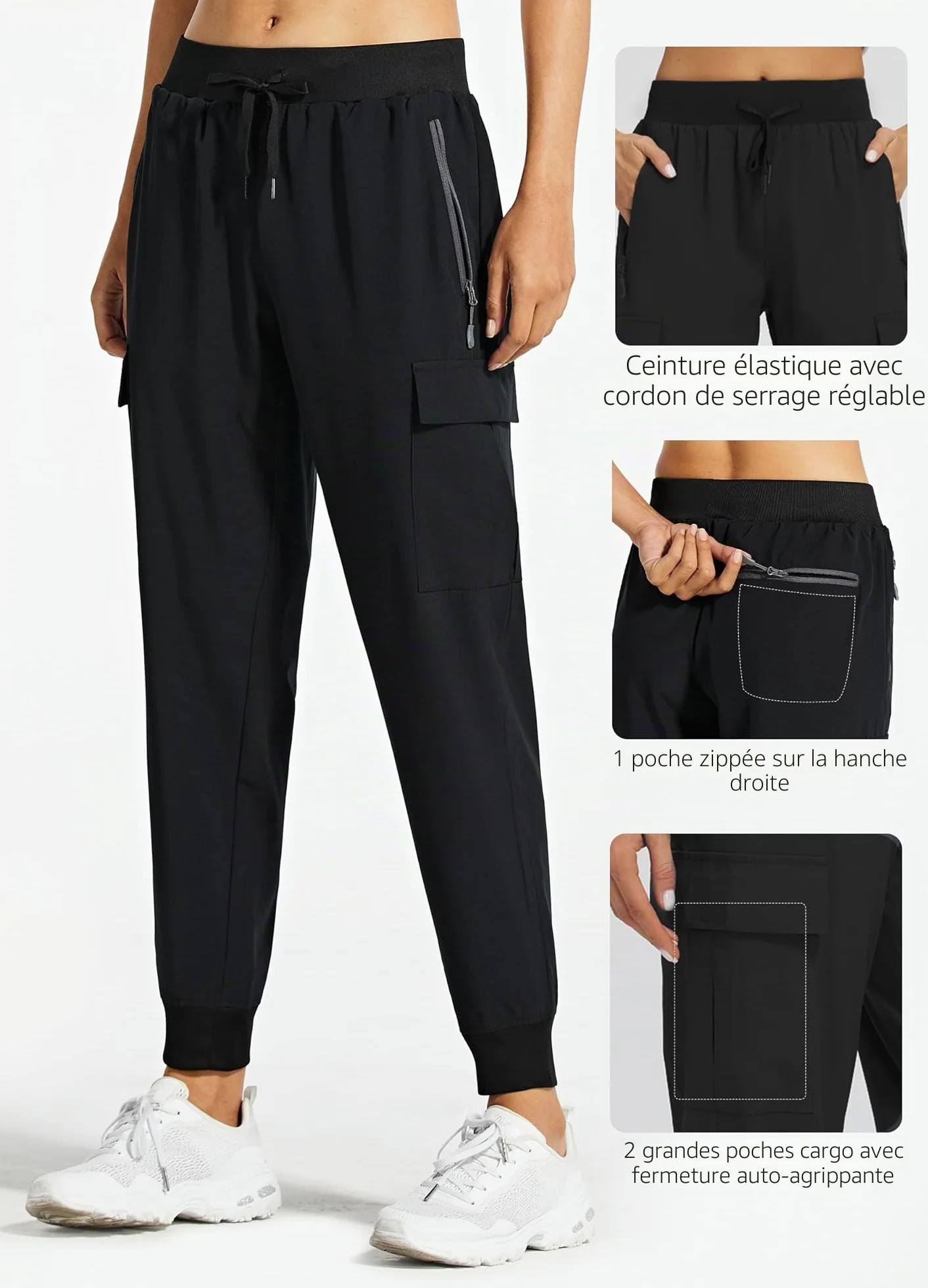 Pantalon de Randonnée Femme Été Jogging Cargo Léger Séchage Rapide Imperméable Montagne