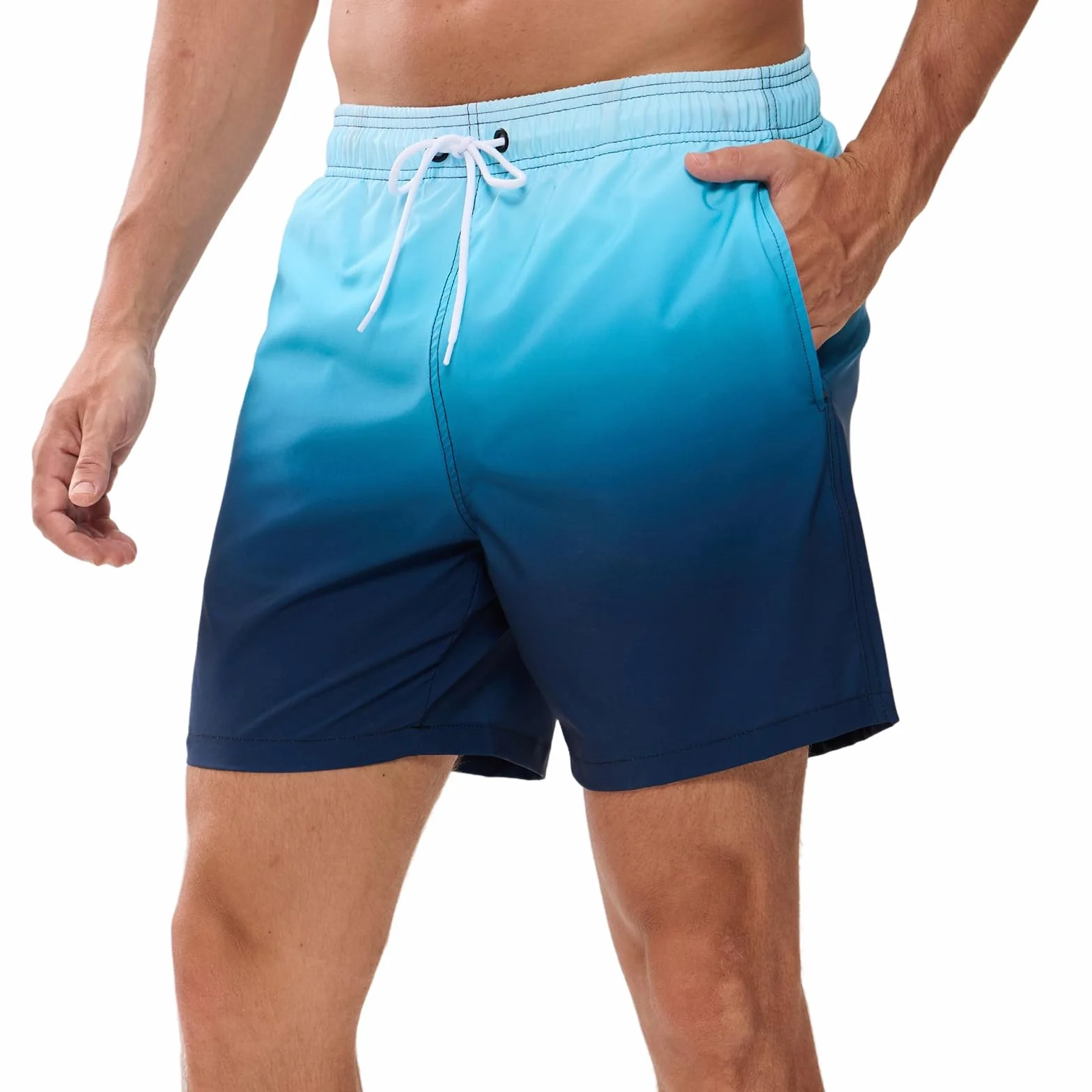 Maillot de Bain Homme Étanche Séchage Rapide Poches Zippée Doublure Maille Dégradé