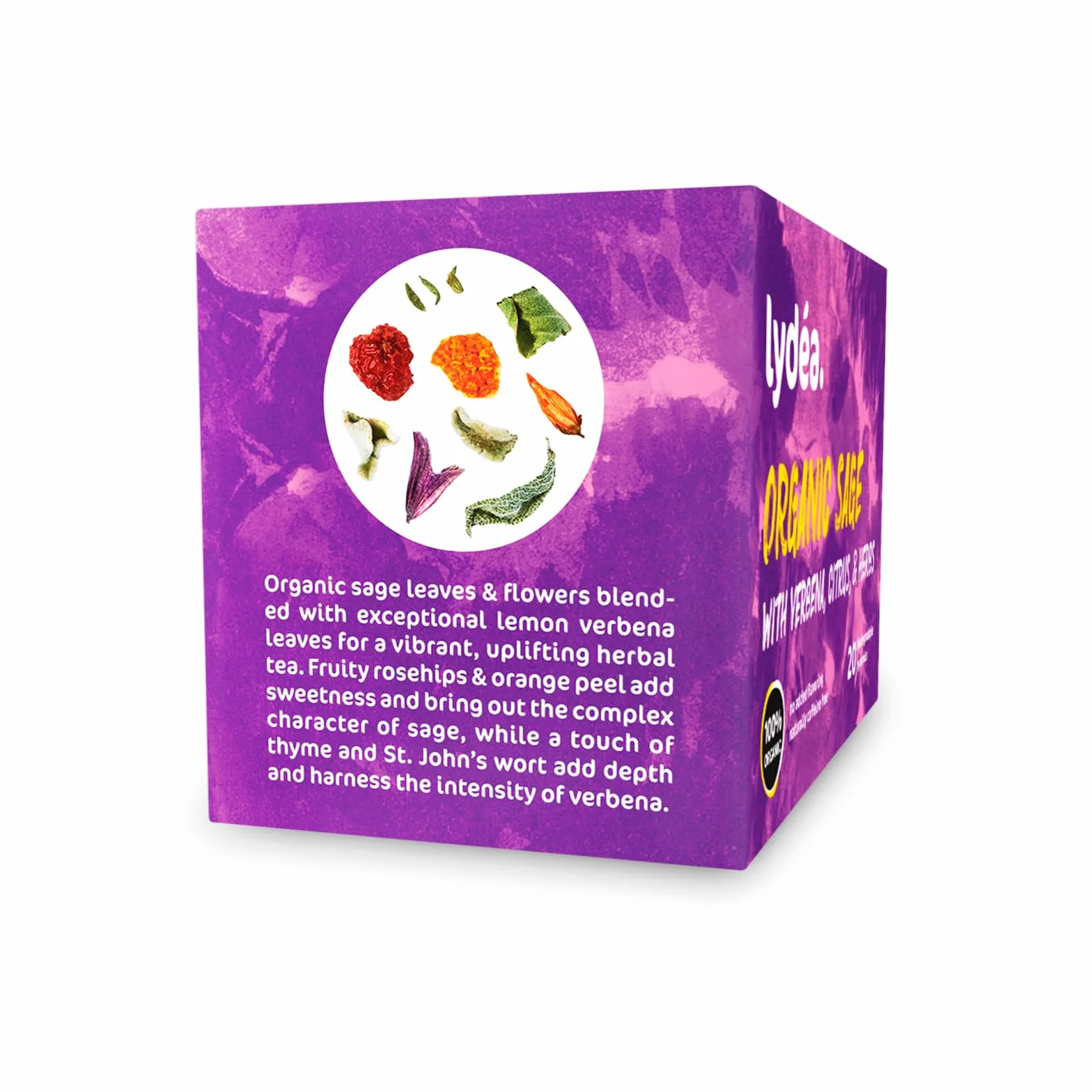 Lydea Tisane bio, sauge avec verveine, agrumes et herbes, 60 pyramides, lot de 3 [3 x 20 pyramides]