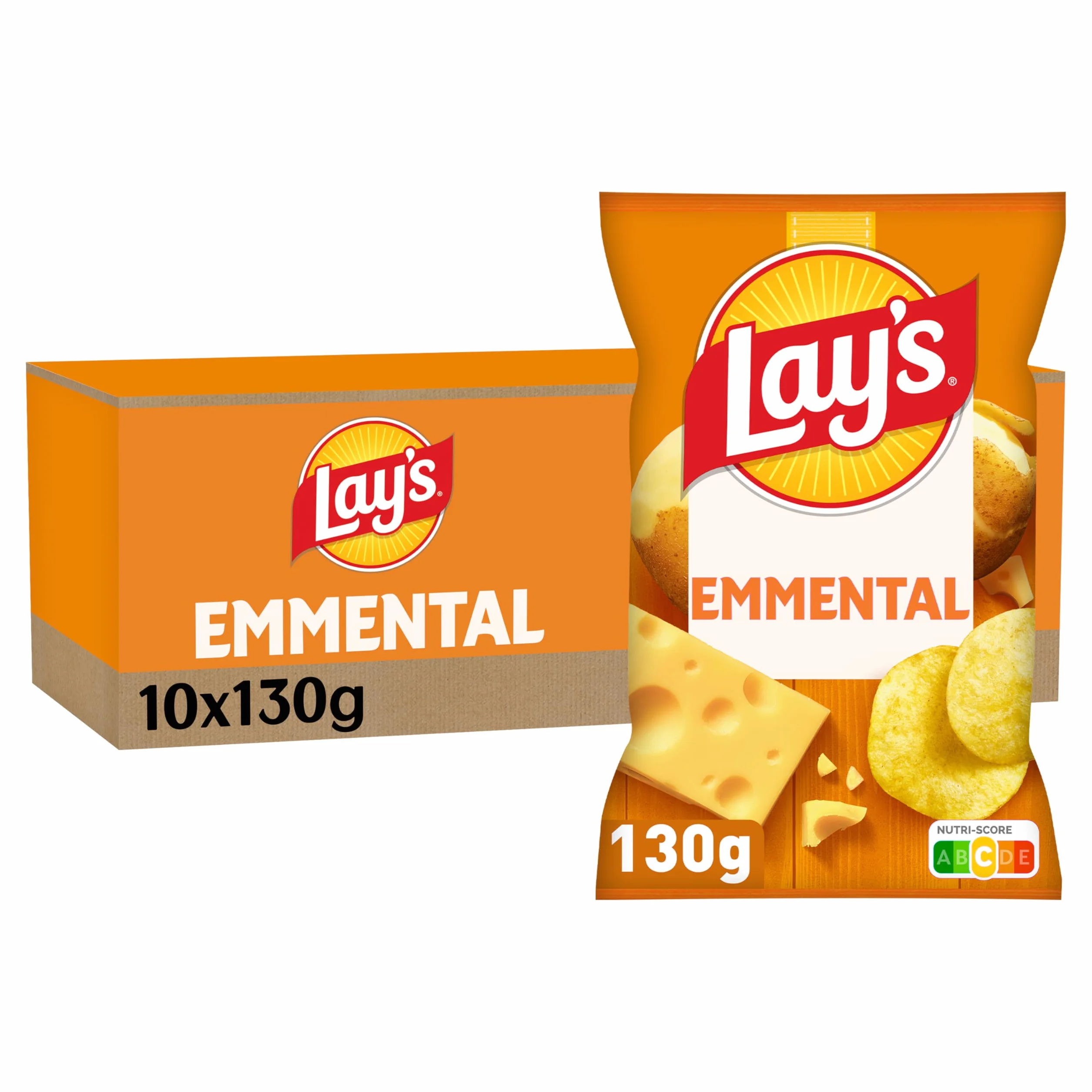 Lay's Chips Saveur Emmental 130g - Lot de 10