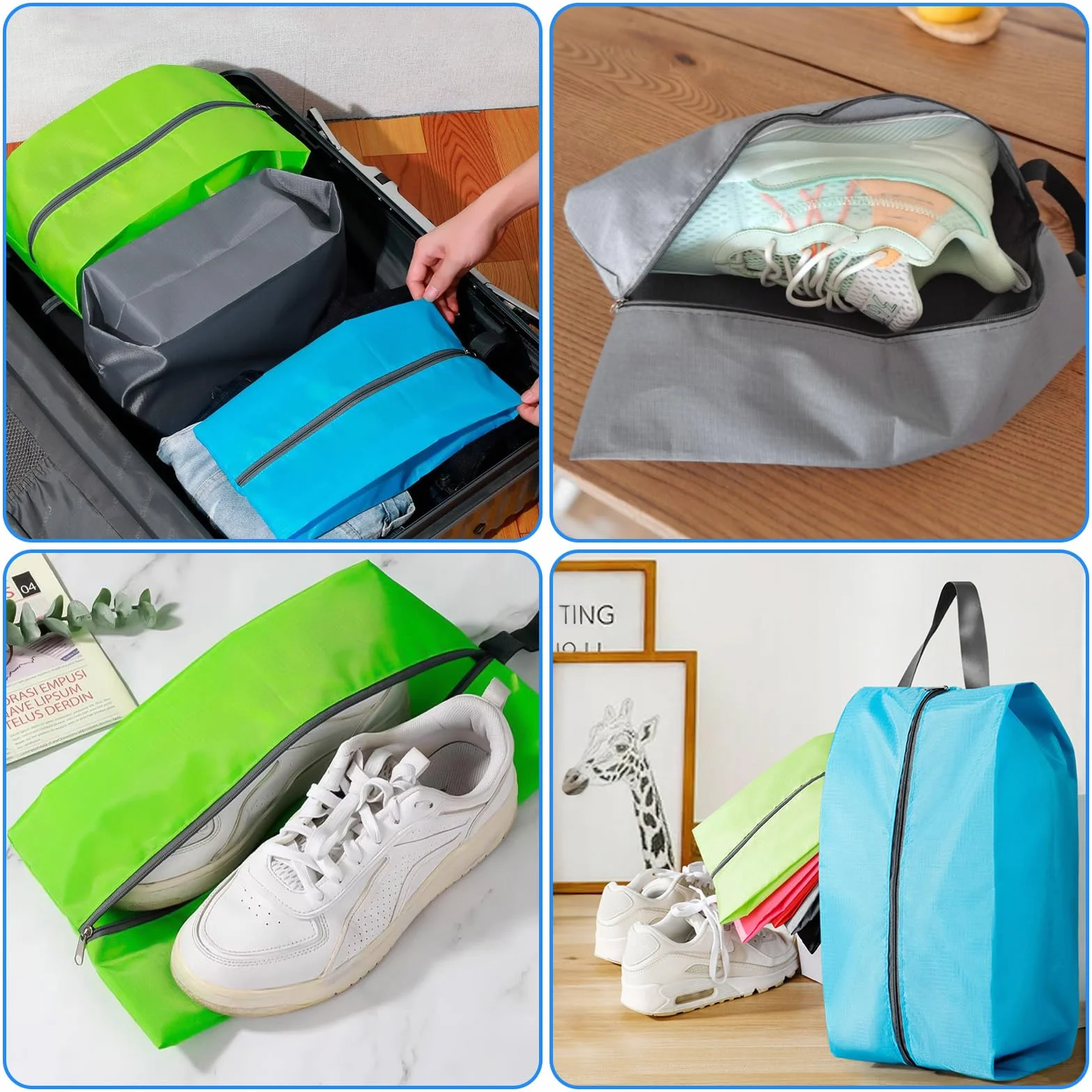 Lot de 8 sacs à chaussures de voyage étanches avec fermeture éclair