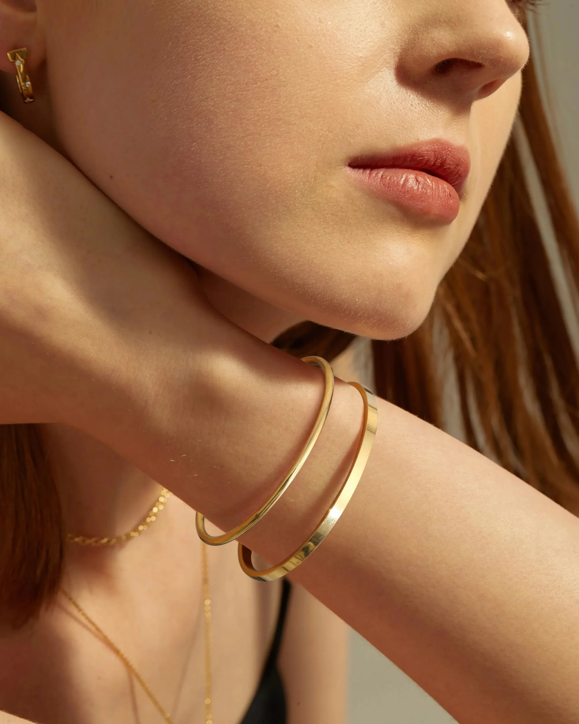 Bracelet Femme Or Acier Inoxydable Plaqué Or 18 Carats Manchette YADOCA 3 Pièces