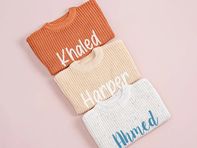 Pull en tricot personnalisé pour tout-petits - Col rond manches longues automne/hiver