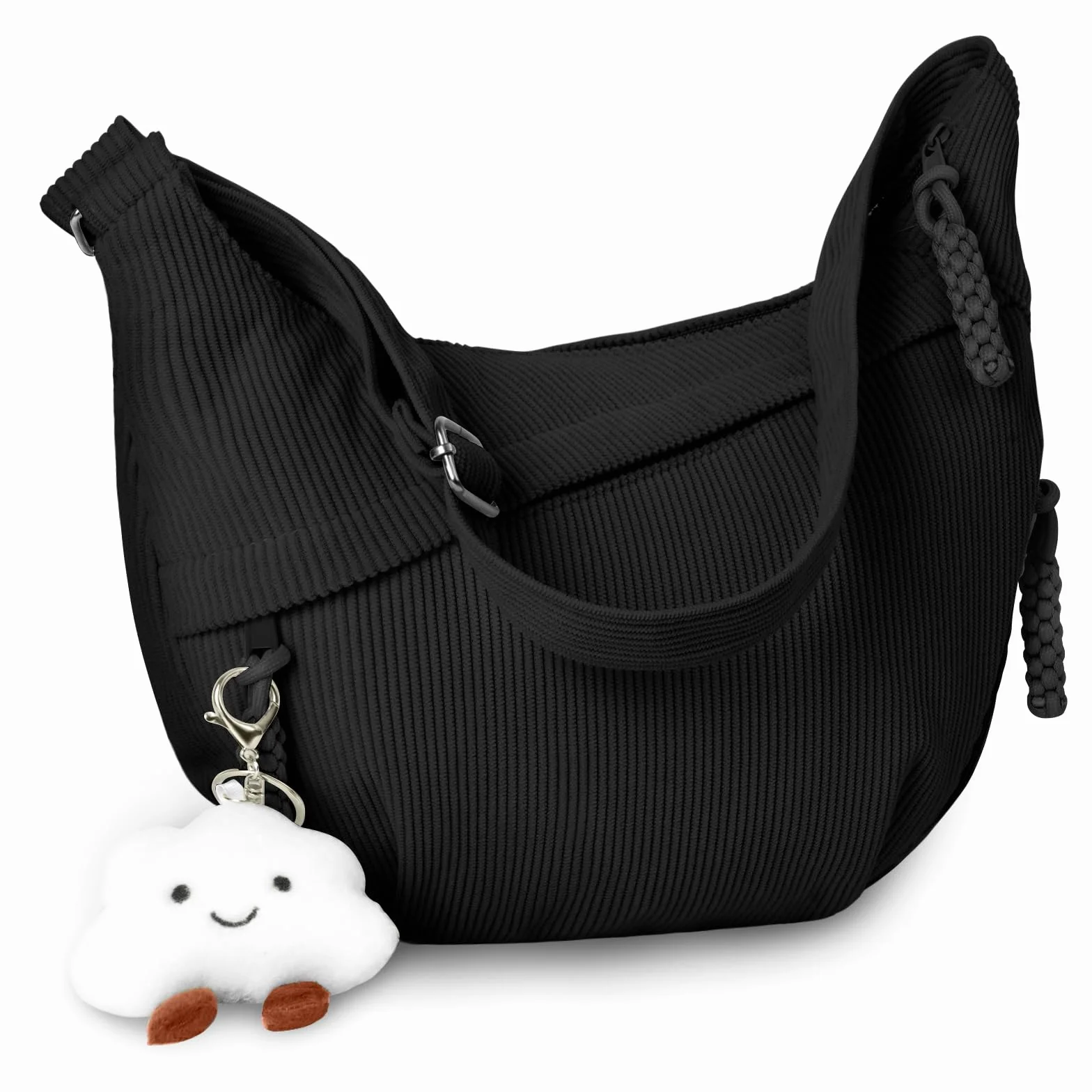 Aucuu Sac à Bandoulière Grand Hobo avec Pendentif Nuage, Sangle Ajustable pour Femme