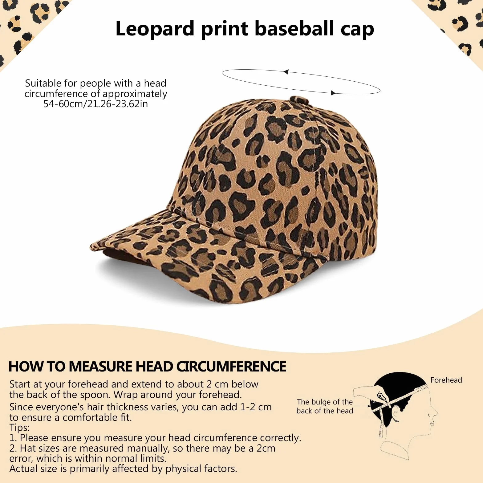 Casquette de Baseball Léopard Femme Unisexe Réglable en Coton